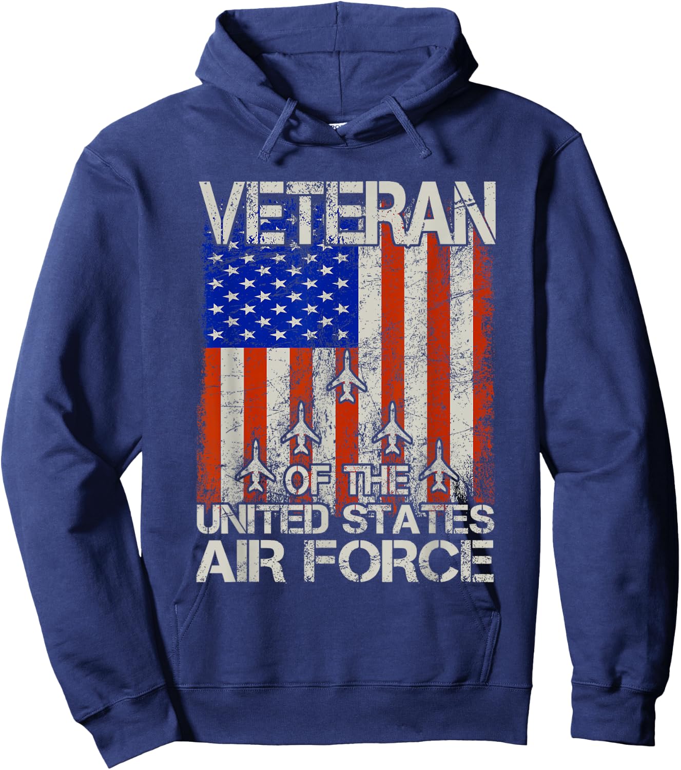 Veteran of the United States Air Force USAF Retro US Flag Hoodie - Hoodie | Navy