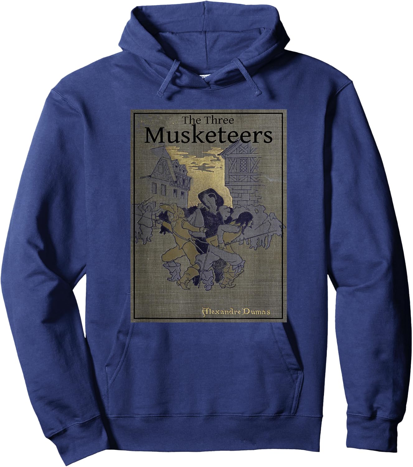 Alexandre Dumas Novel The Three Musketeers Book Cover - Women's Adults Black Cotton 100% Short Sleeve Classic Fit Straight - Small Hoodie - Hoodie | Navy