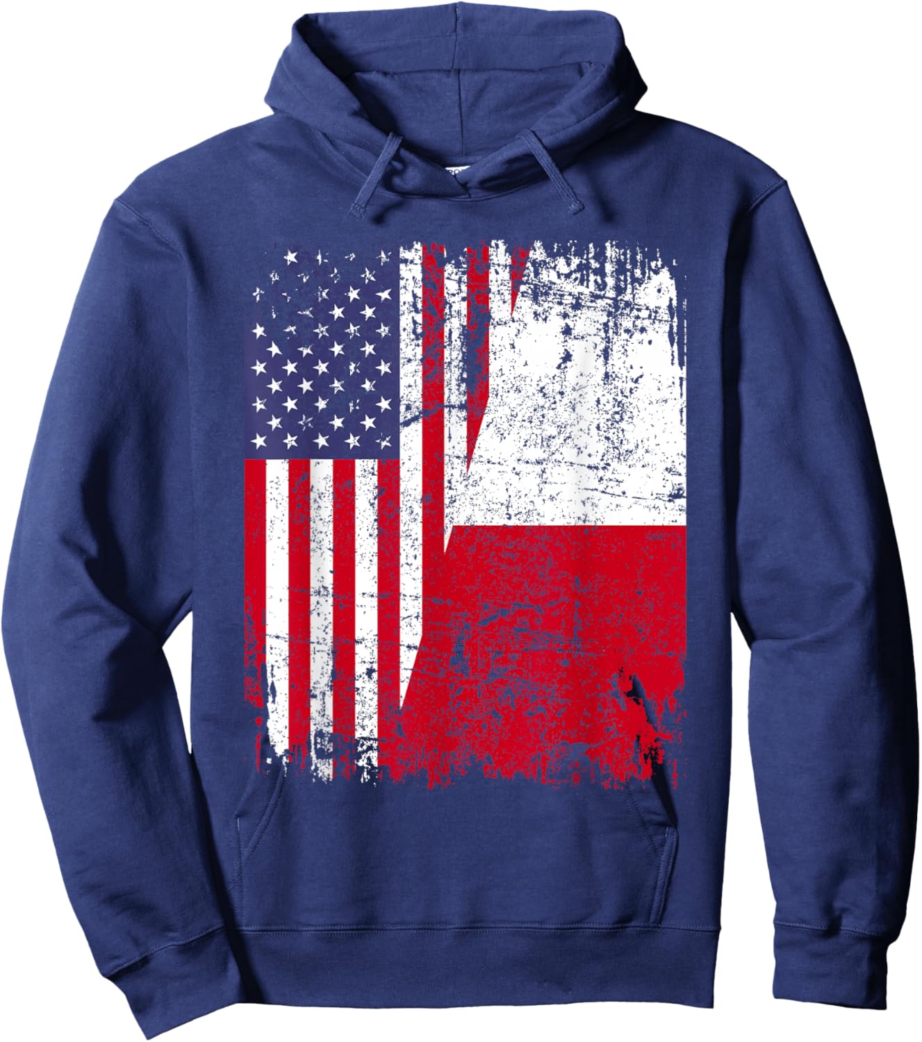 POLISH ROOTS | Half American Flag | USA POLAND FLAG Hoodie - Hoodie | Navy