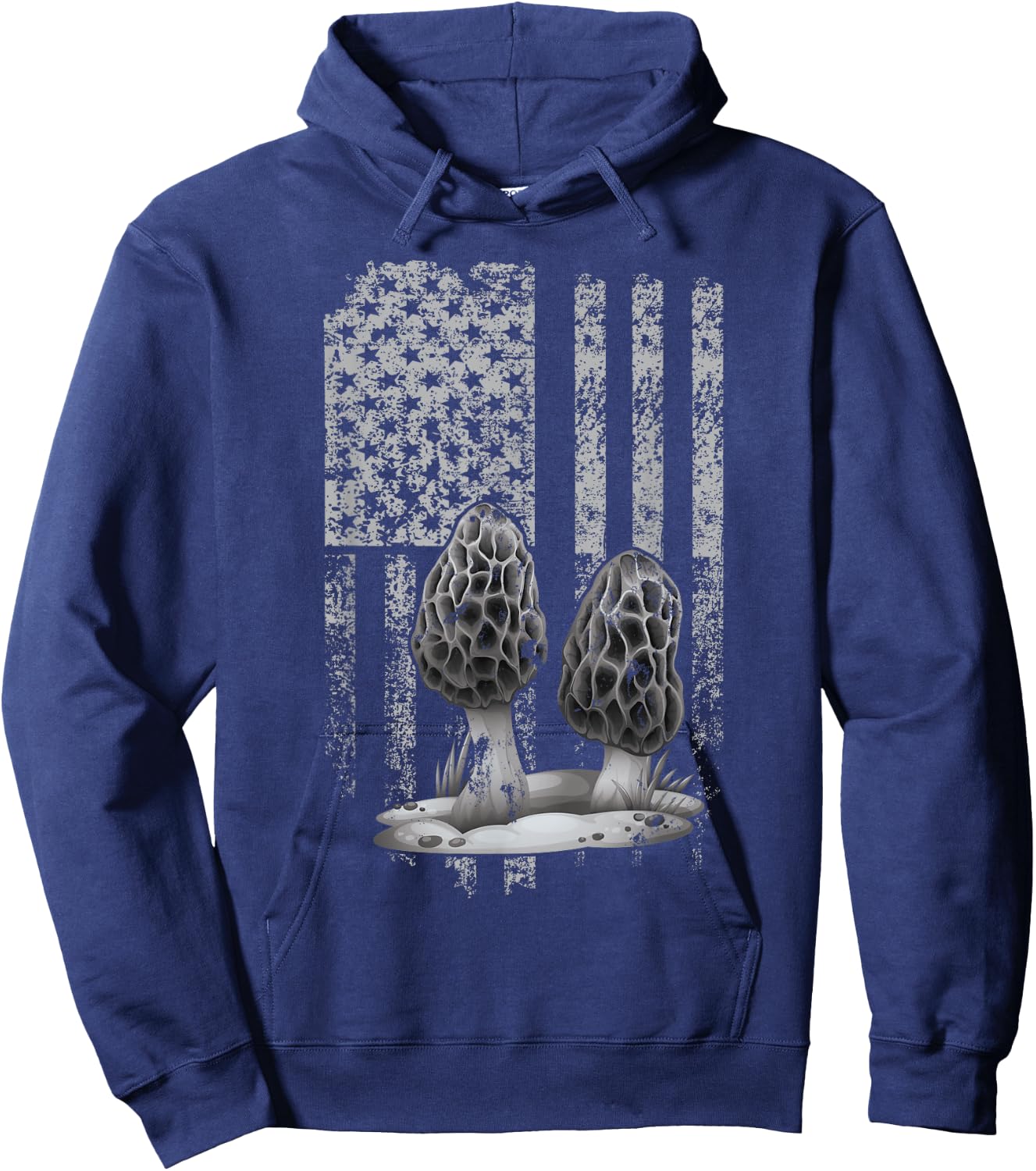 U.S.A. Flag Morel Mushroom Hunter Hoodie - Hoodie | Navy