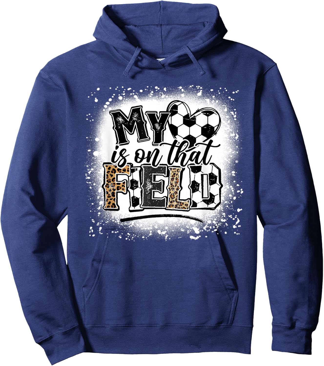 Leopard My Heart Is On That Field Soccer Love Game Day Vibes Hoodie - Hoodie | Navy
