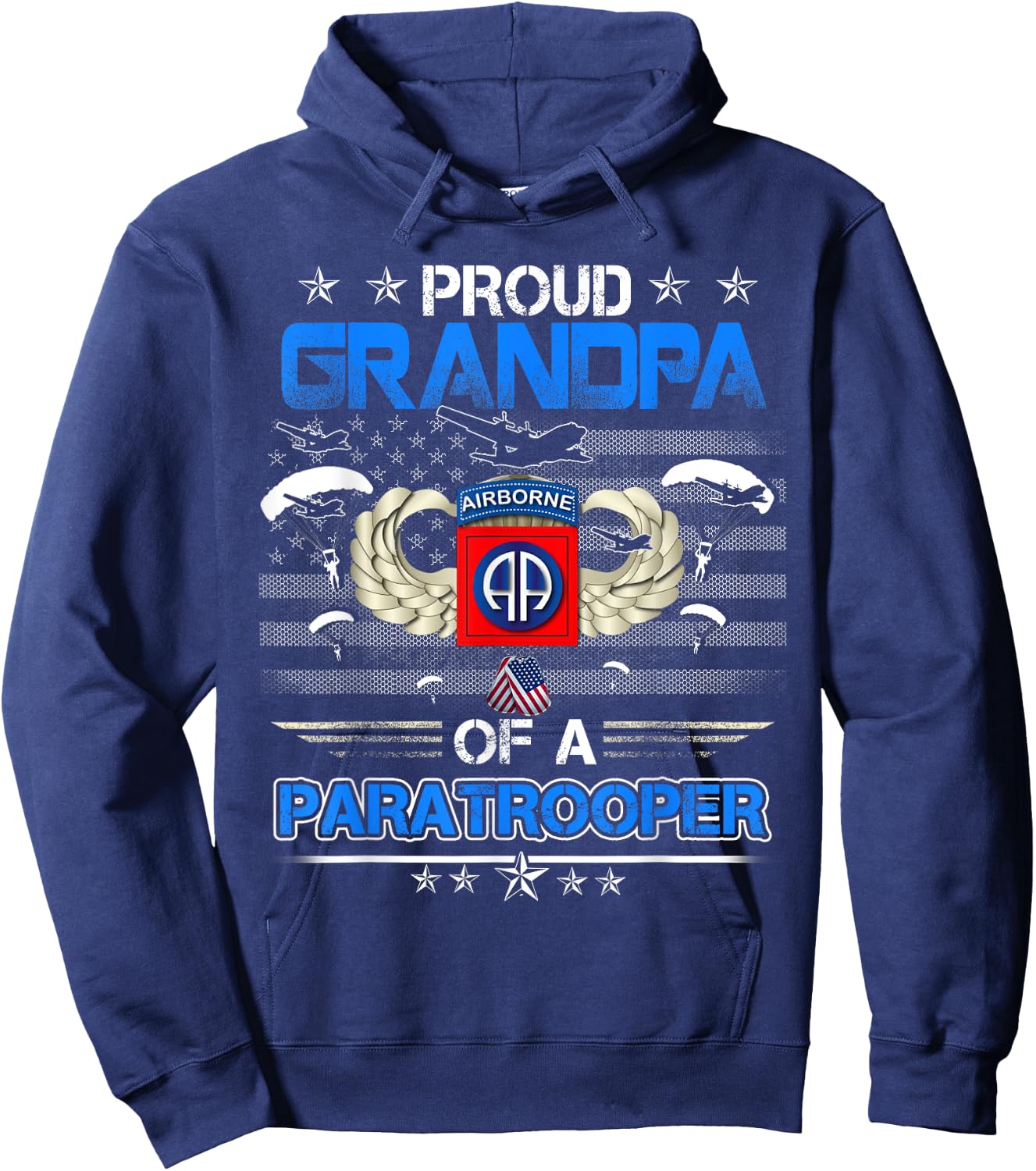Proud Grandpa Of A Army 82Nd Airborne Paratroope Veteran Hoodie - Hoodie | Navy