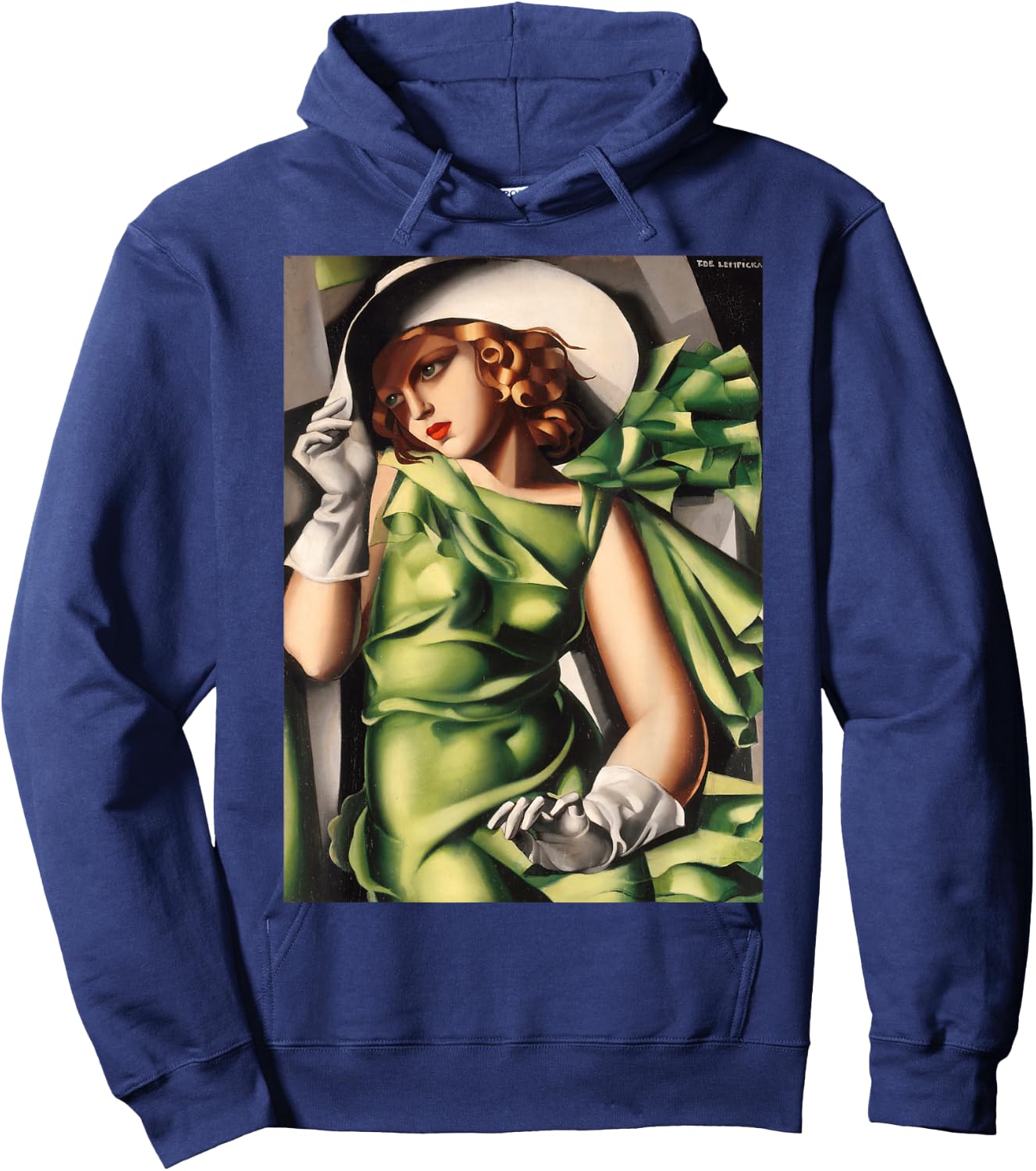 Young Lady With Gloves Painting by Lempicka Hoodie - Hoodie | Navy