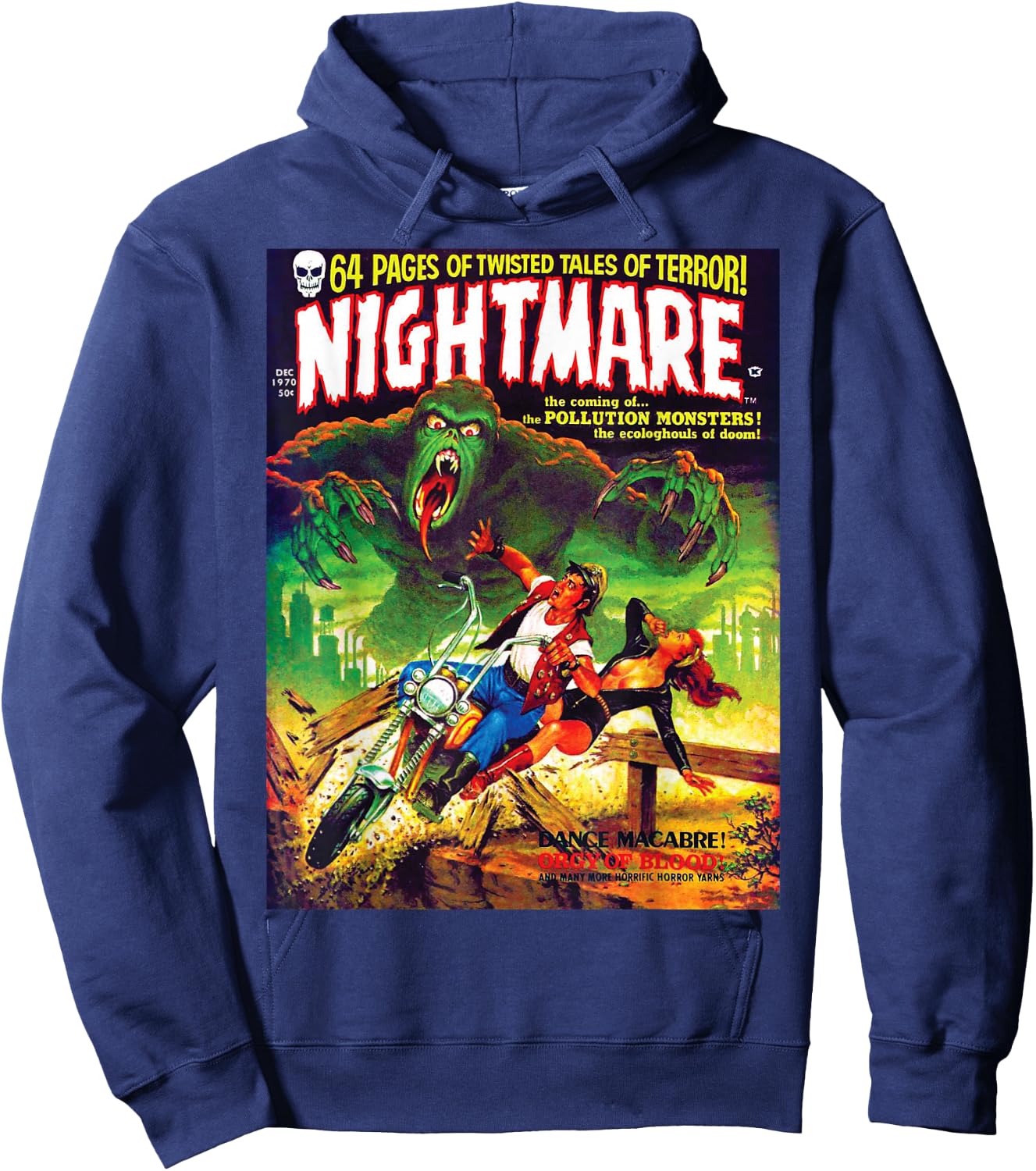Halloween Monster Scary Vintage Horror Comic Book Funny Hoodie - Hoodie | Navy