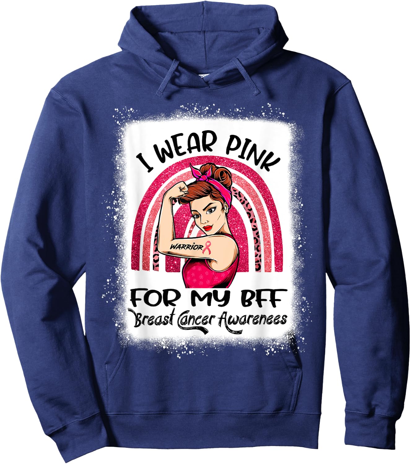 I Wear Pink For My Best Friend BFF Breast Cancer Awareness Hoodie - Hoodie | Navy