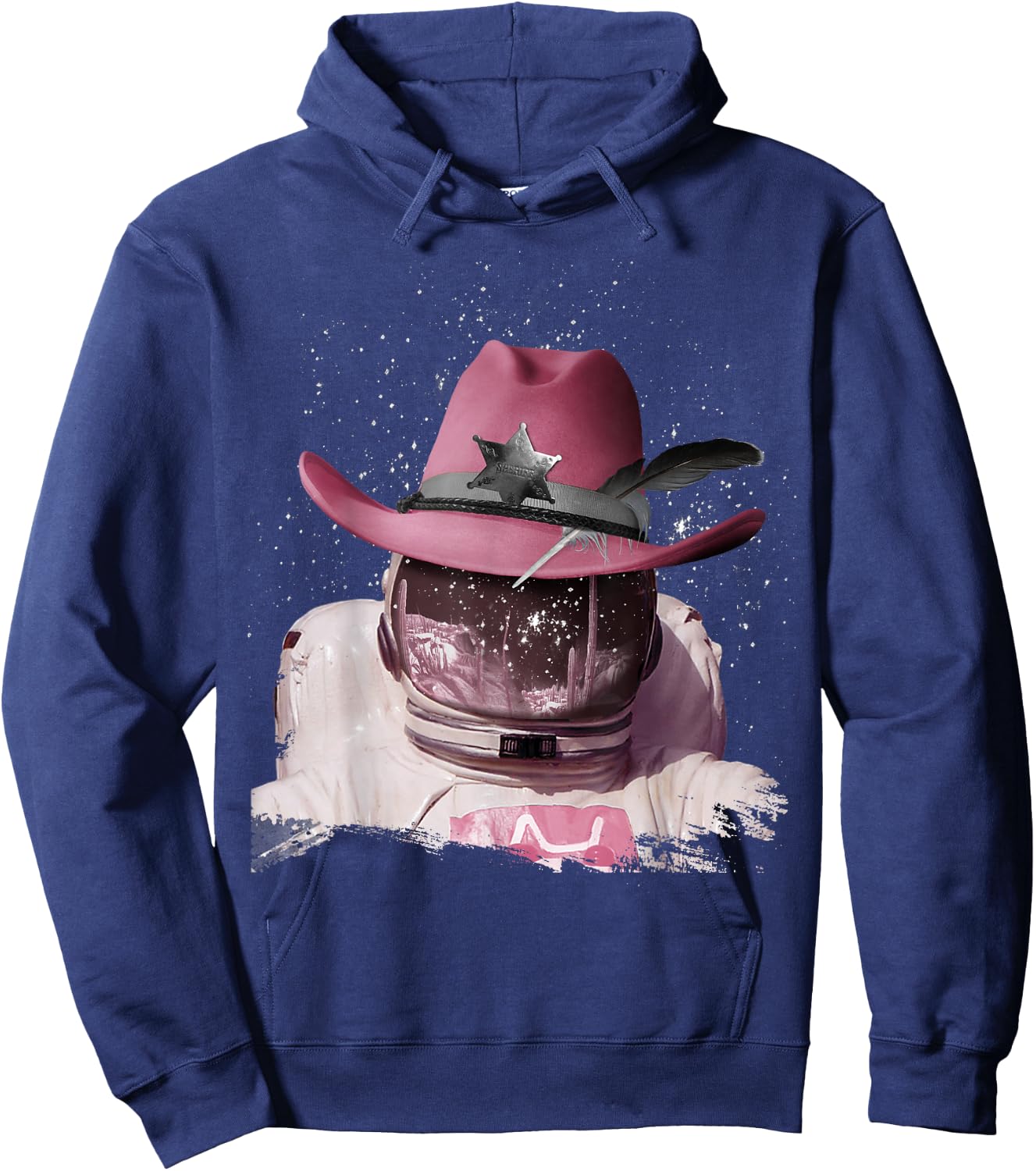 Astronaut Wearing Pink Cowboy Hat, Cowgirl in Space Hoodie - Hoodie | Navy