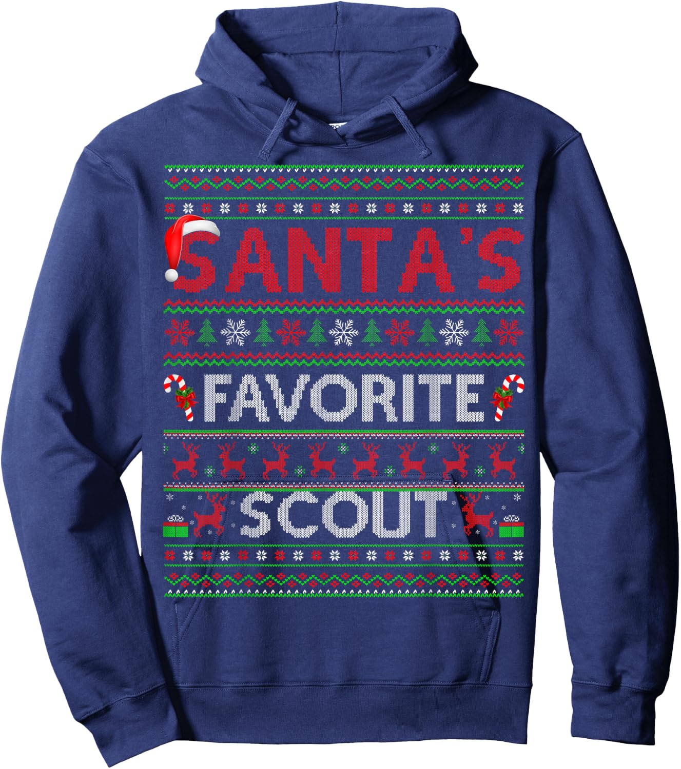 Ugly Xmas Lighting Santa's Favorite Scout Christmas Hoodie - Hoodie | Navy