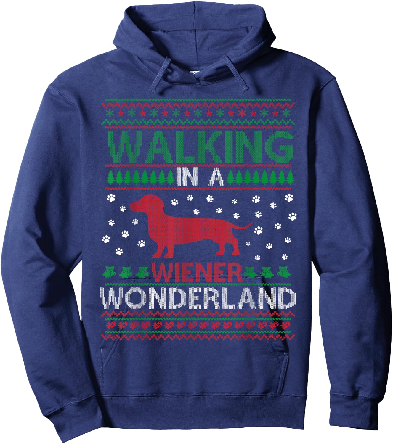 Walking in a Weiner Wonderland Funny Christmas Awesome Hoodie - Hoodie | Navy