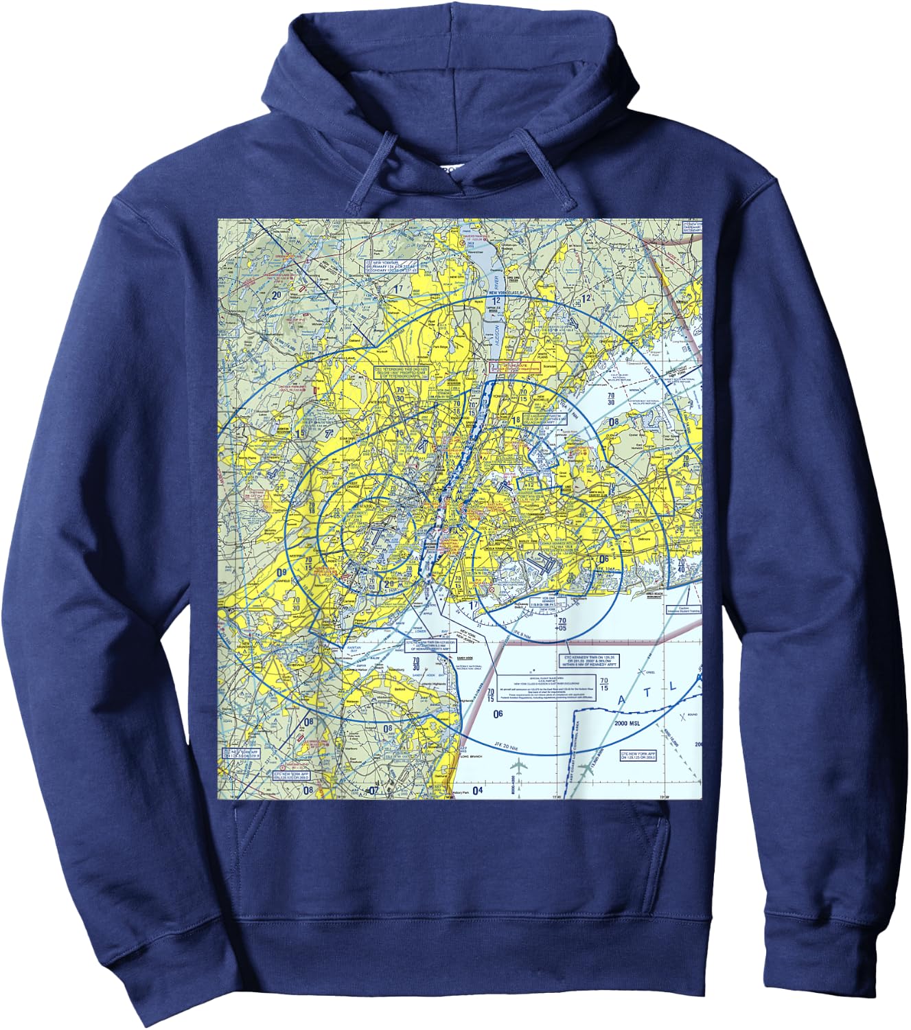 Aeronautical VFR Sectional Chart - New York Hoodie - Hoodie | Navy