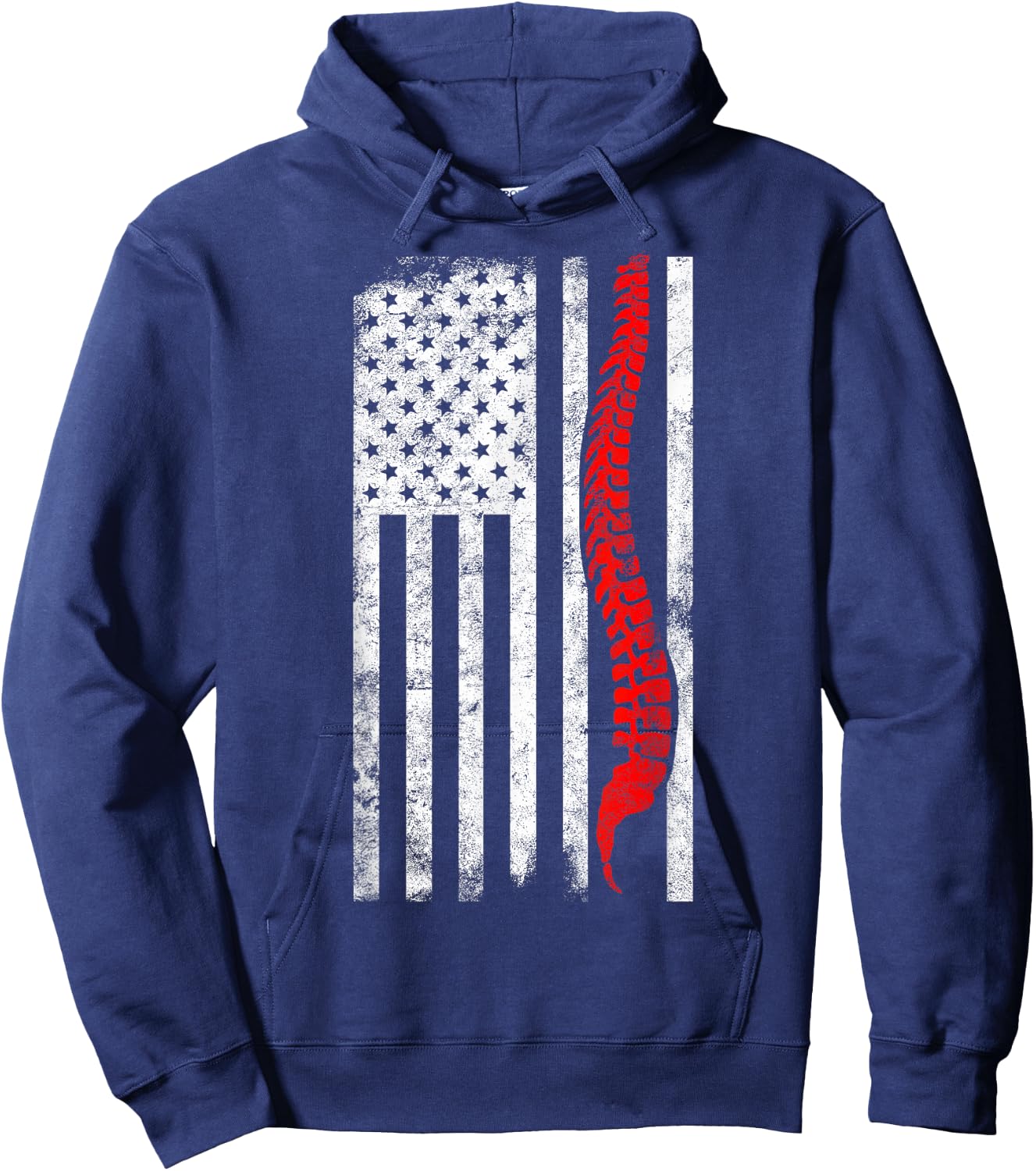 Chiropractor American Flag | Chiropractic Gift | Spinal Cord Women Men Hoodie - Hoodie | Navy