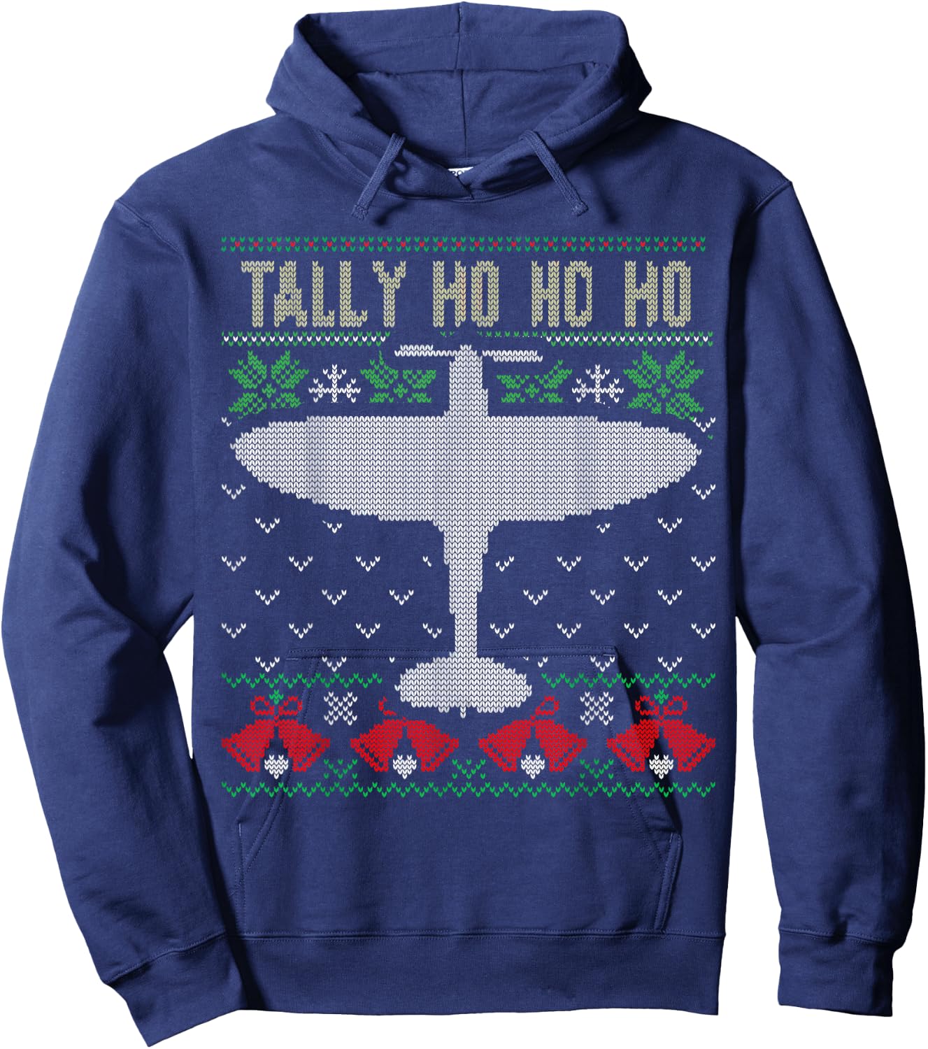 Spitfire Christmas Ugly Jumper Style Airplane Aircraft Plane Hoodie - Hoodie | Navy