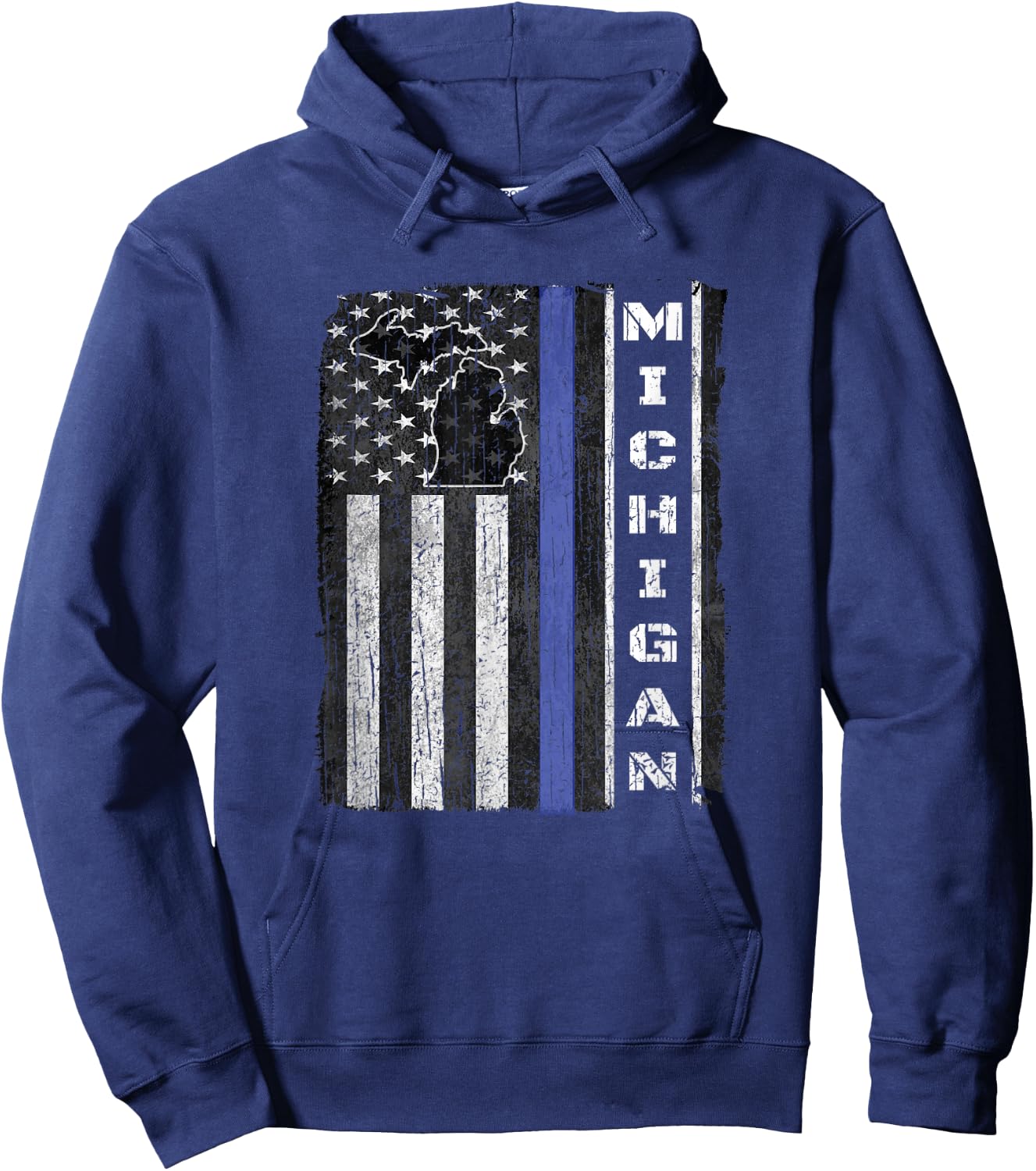 Michigan Police Week Thin Blue Line Shirt USA Flag Gifts Cop Hoodie - Hoodie | Navy