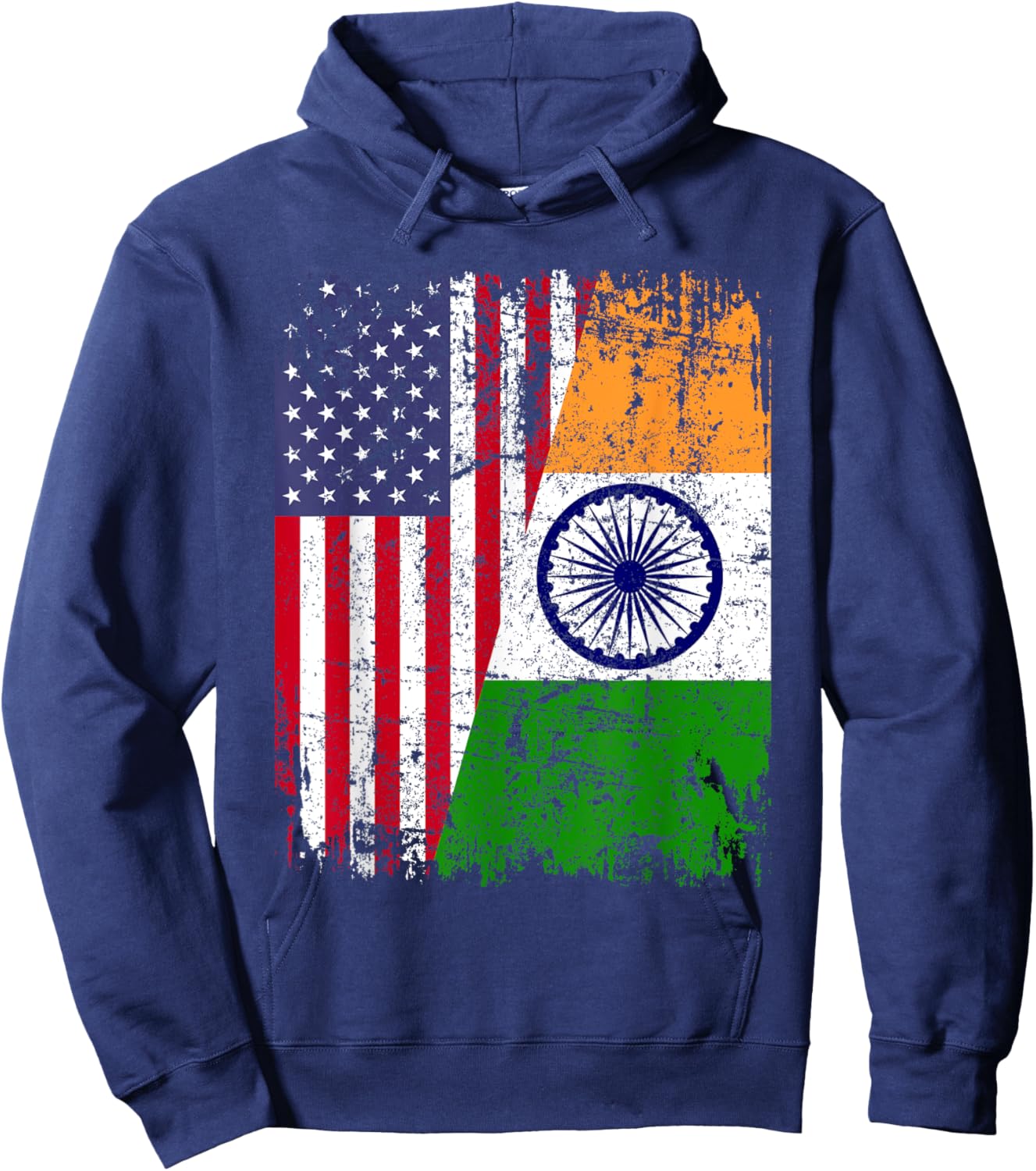 INDIAN ROOTS | Half American Flag | USA INDIA FLAG Hoodie - Hoodie | Navy