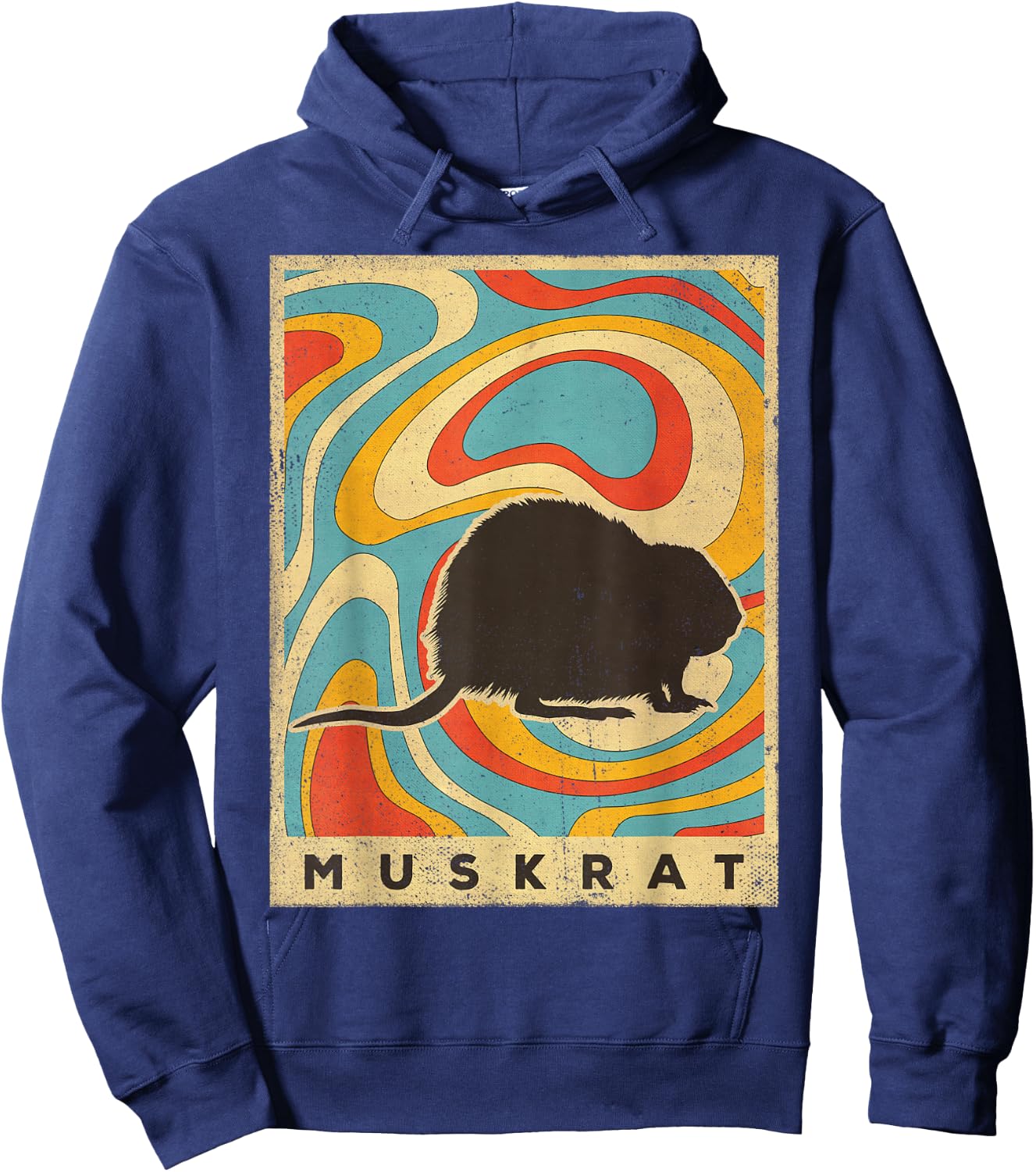Vintage Muskrat Lover Animal Retro Style Hoodie - Hoodie | Navy