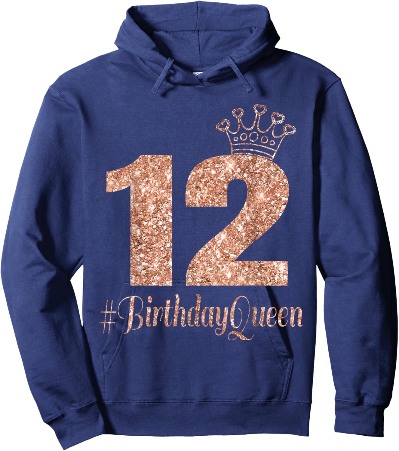 12th Birthday Gifts Girls Rose Colored 12 Bday Crown Hoodie - Hoodie | Navy