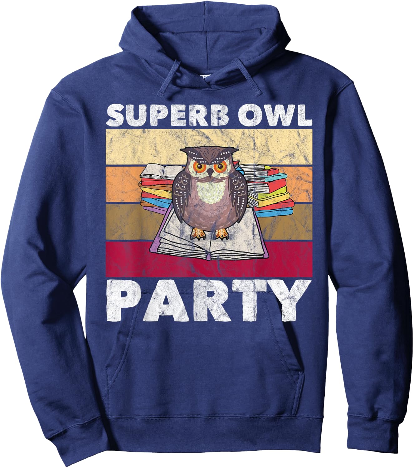 Superb Owl Party Funny Owl Bird Lovers Retro Hoodie - Hoodie | Navy