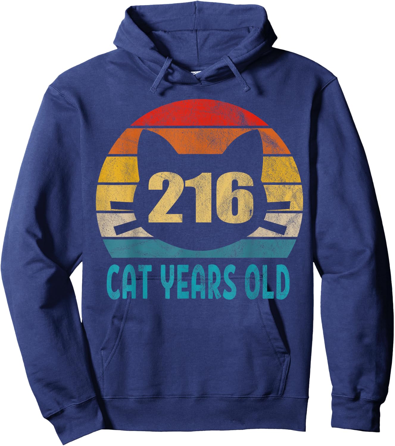 216 Cat Years Old Shirt Retro 50th Birthday Gift Cat Lovers Hoodie - Hoodie | Navy