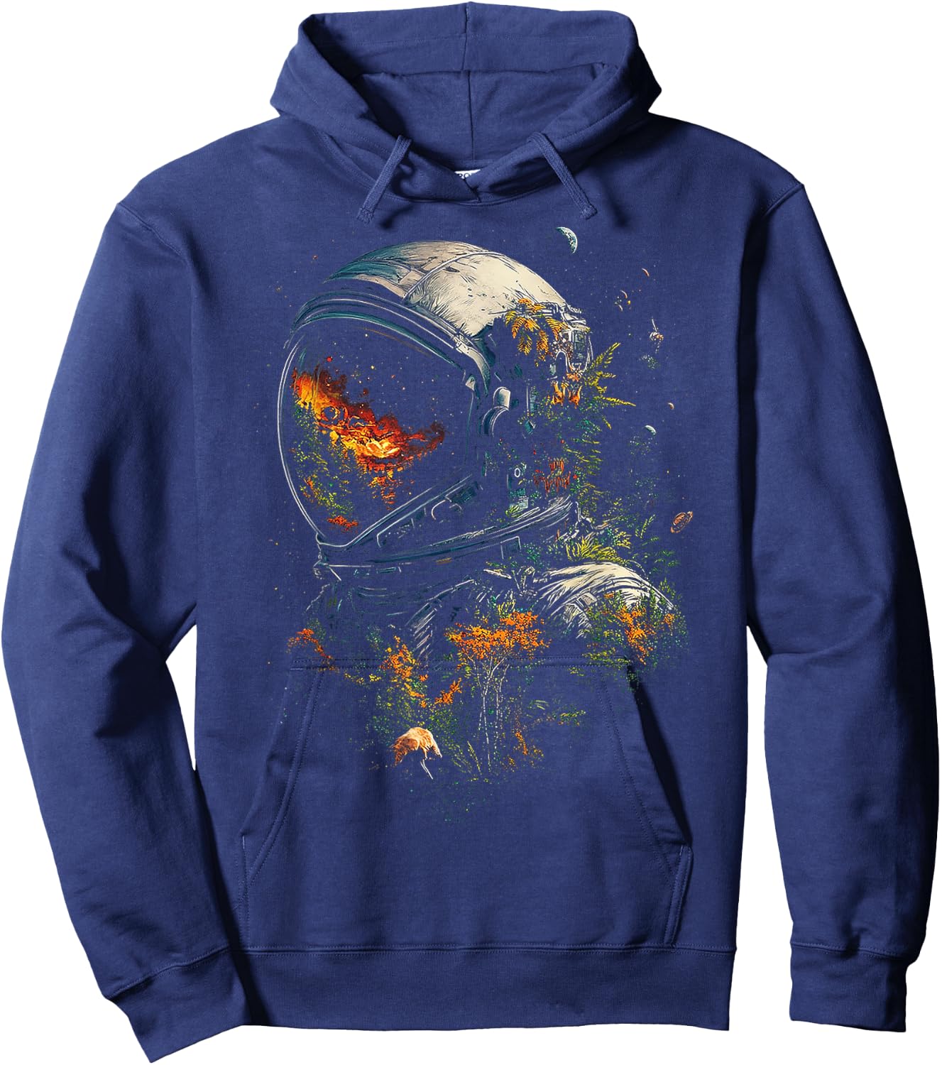 Astronaut Plants Nature Men Motif Illustration Art Astronaut Hoodie - Hoodie | Navy
