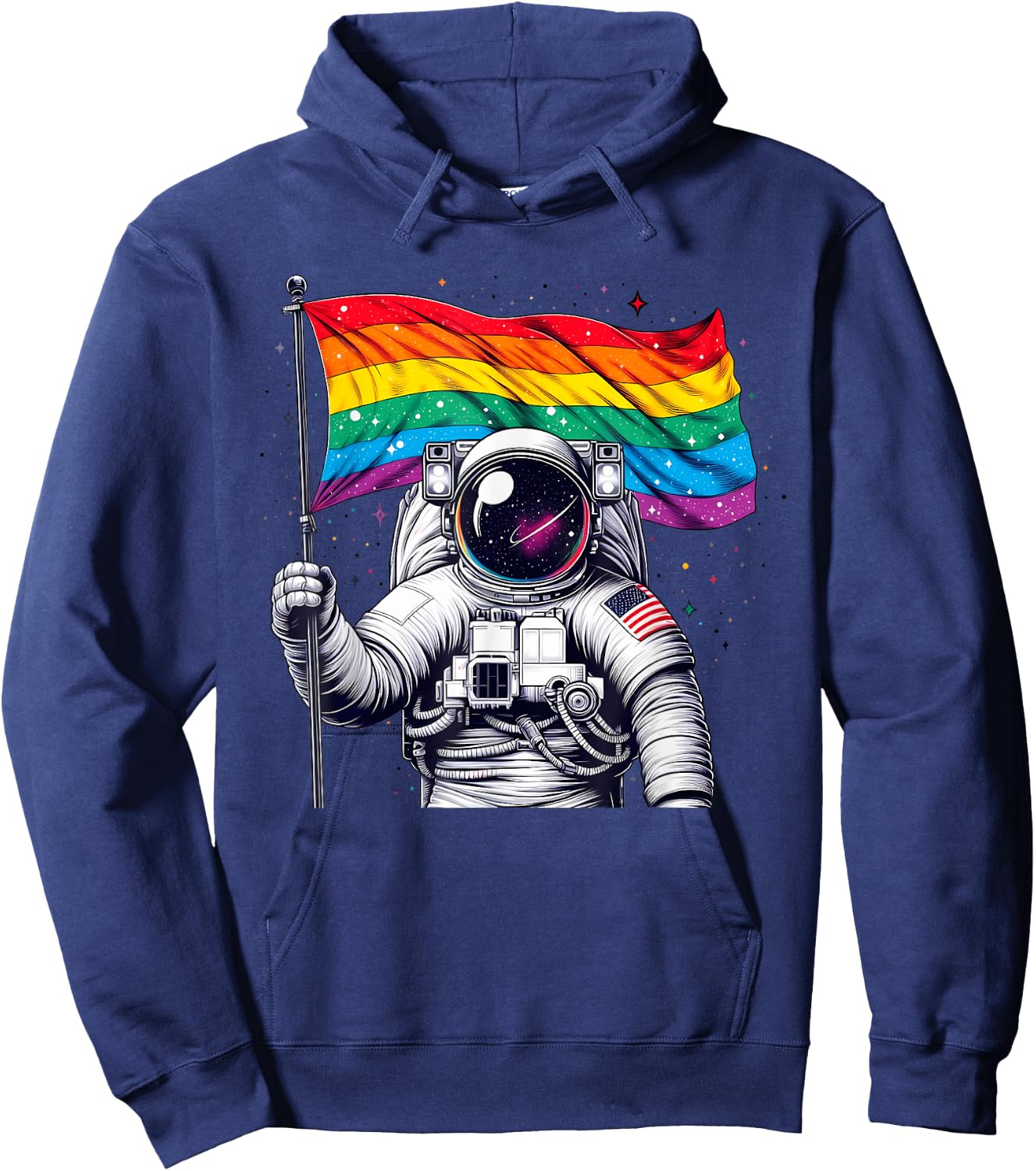 Funny Astronaut Rainbow Flag Space Lgbtq Gay Pride Ally Hoodie - Hoodie | Navy