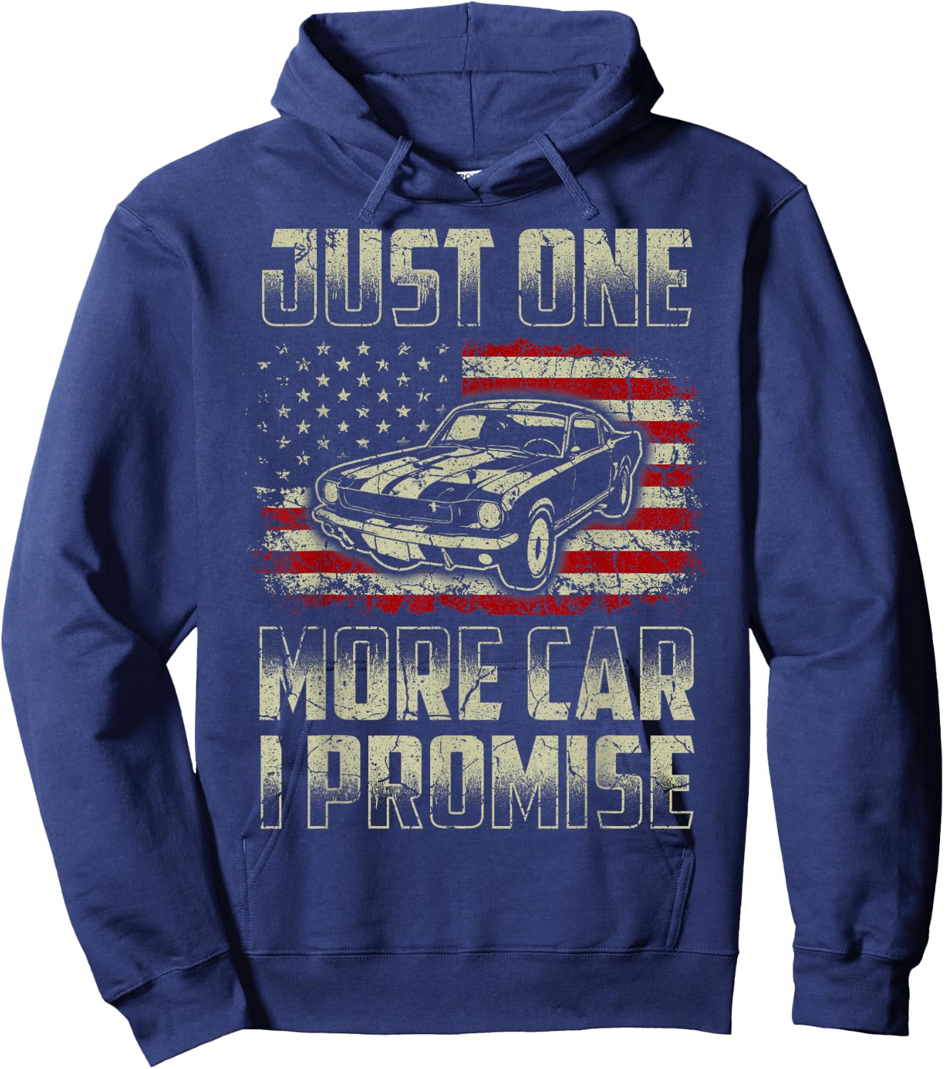 Just One More Car I Promise American Flag For Car Lovers Kids Men Hoodie - Hoodie | Navy