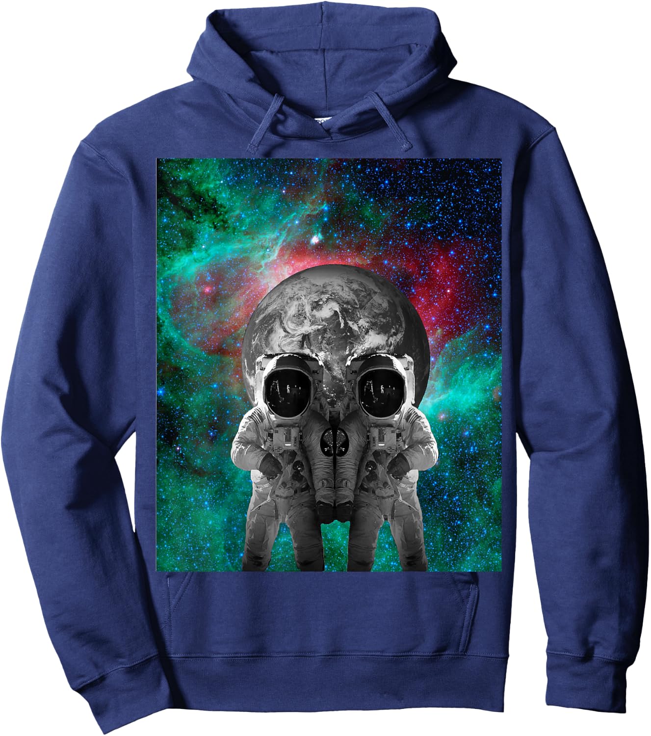 Astronauts in Space Skull Optical Illusion Hoodie - Hoodie | Navy