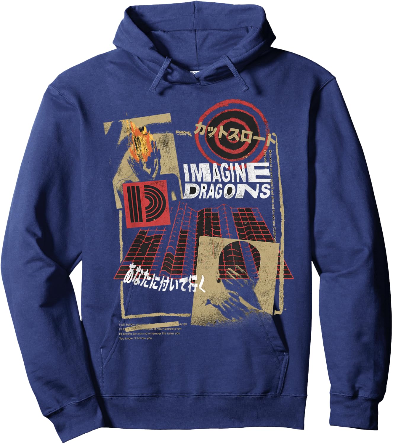 Official Imagine Dragons Exclusive Japanese Collage Hoodie - Hoodie | Navy