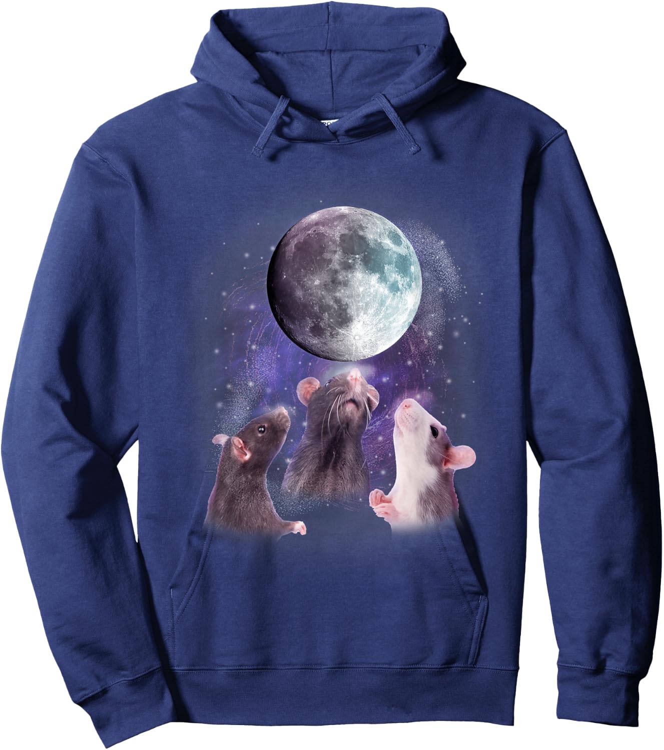 Rats Howling at the Moon Shirt - Funny Rat Hoodie - Hoodie | Navy