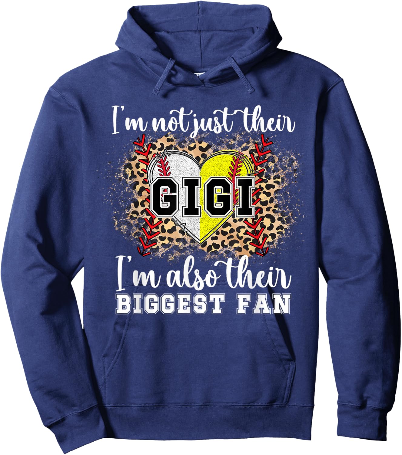 Their Biggest Fan Gigi Softball Baseball Gigi Grandma Hoodie - Hoodie | Navy