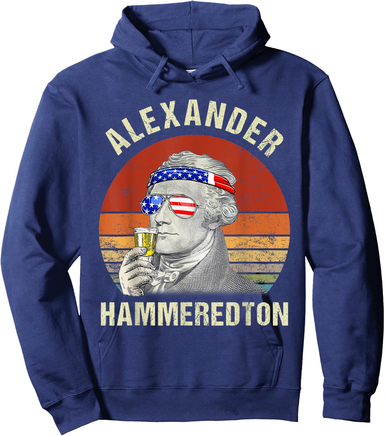 Vintage Alexander Hammeredton Hamiliton Patriotic July 4th Kids Men Hoodie - Hoodie | Navy