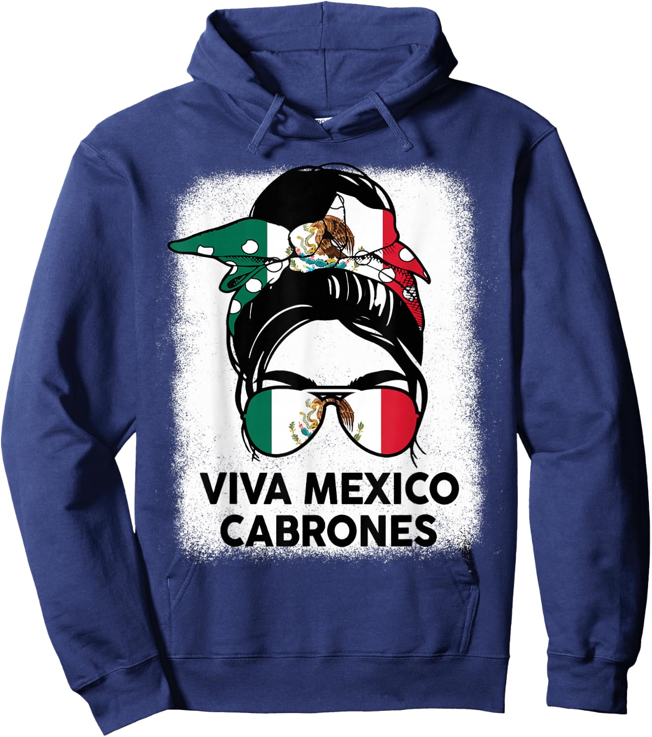 Viva Mexico Cabrone Girl Women Mexican Flag Independence Day Hoodie - Hoodie | Navy