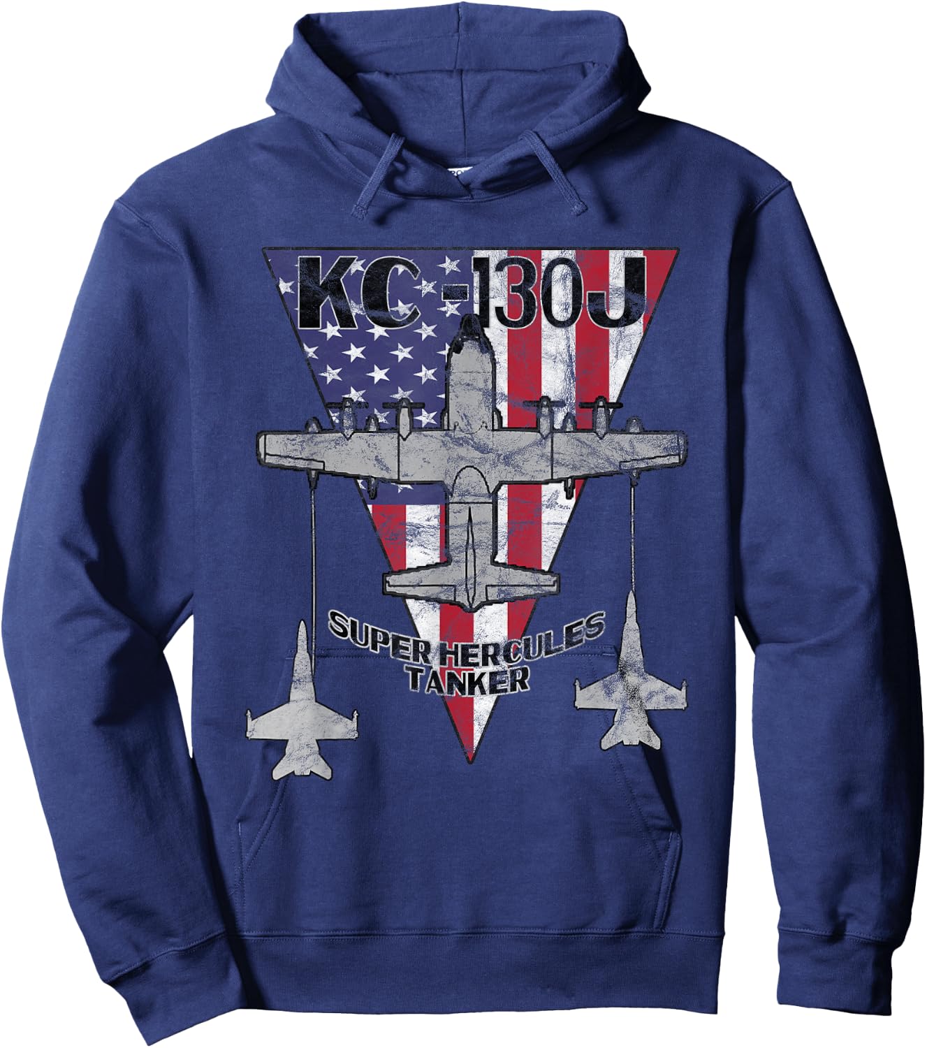 KC-130J Super Hercules Tanker Military Airplane Vintage Hoodie - Hoodie | Navy