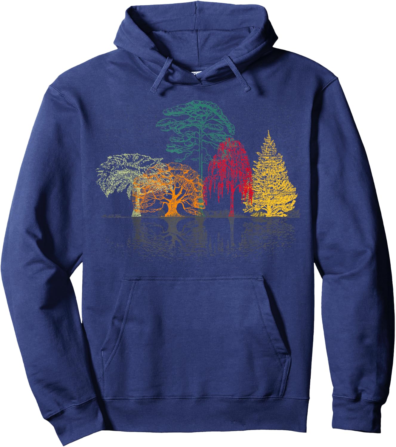 Nature Trees Reflection Outdoor Colourful Forest Hoodie - Hoodie | Navy