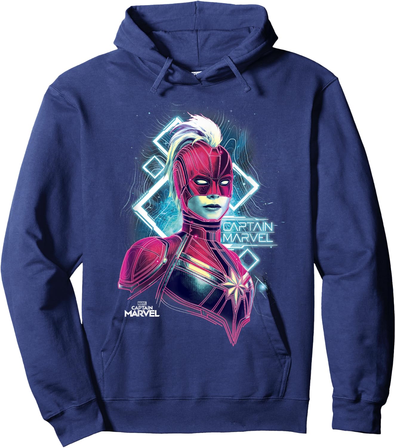 Marvel Captain Marvel Space Glow Neon Graphic Hoodie - Hoodie | Navy