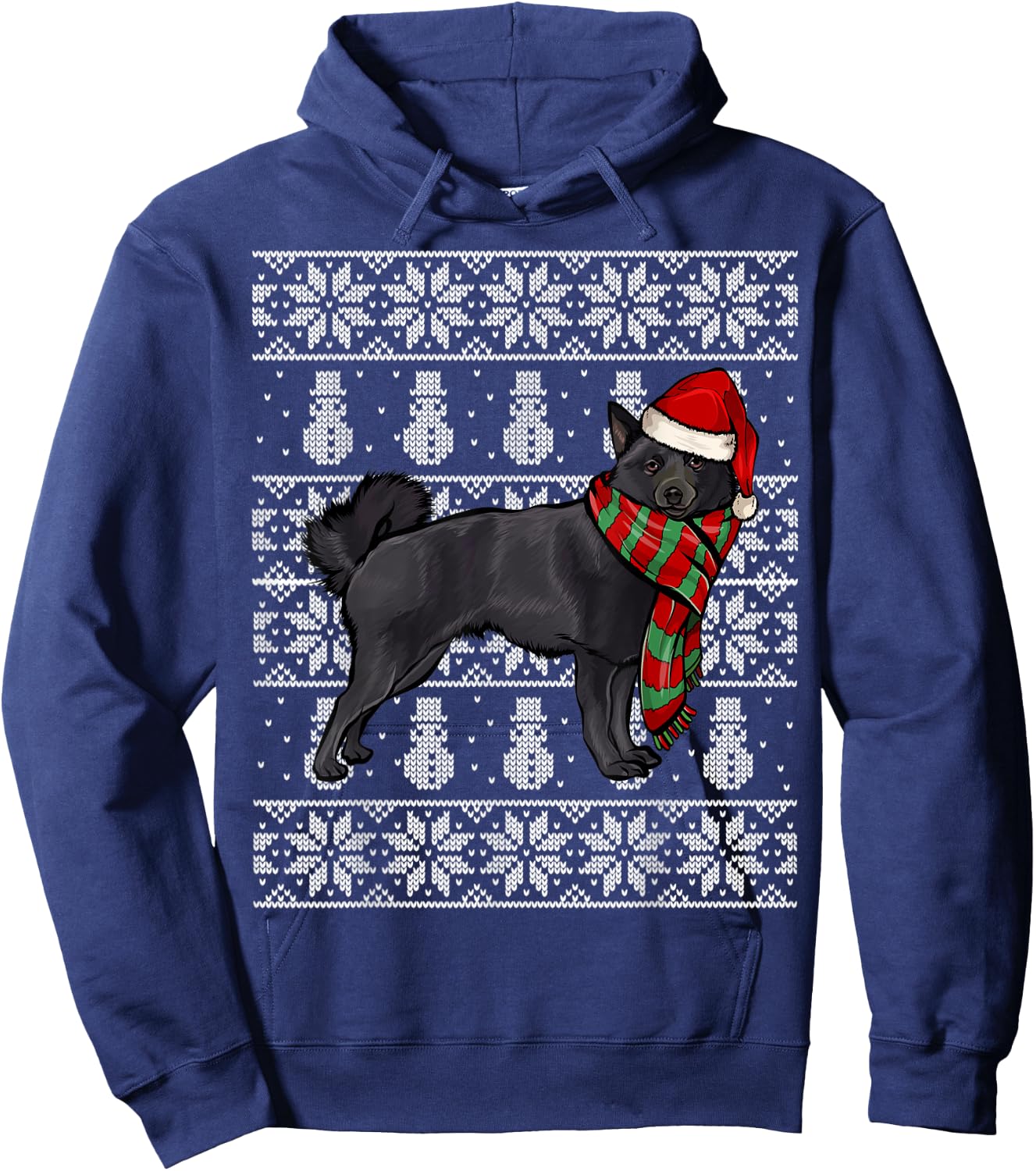 Santa Hat Xmas Schipperke Ugly Christmas Hoodie - Hoodie | Navy