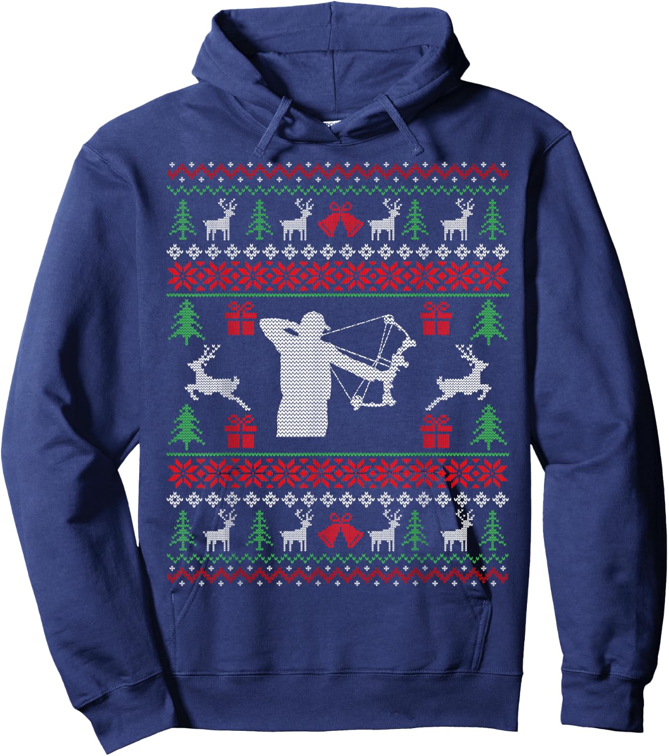 Christmas Gifts For Hunters Bow Hunting Ugly Christmas Hoodie - Hoodie | Navy