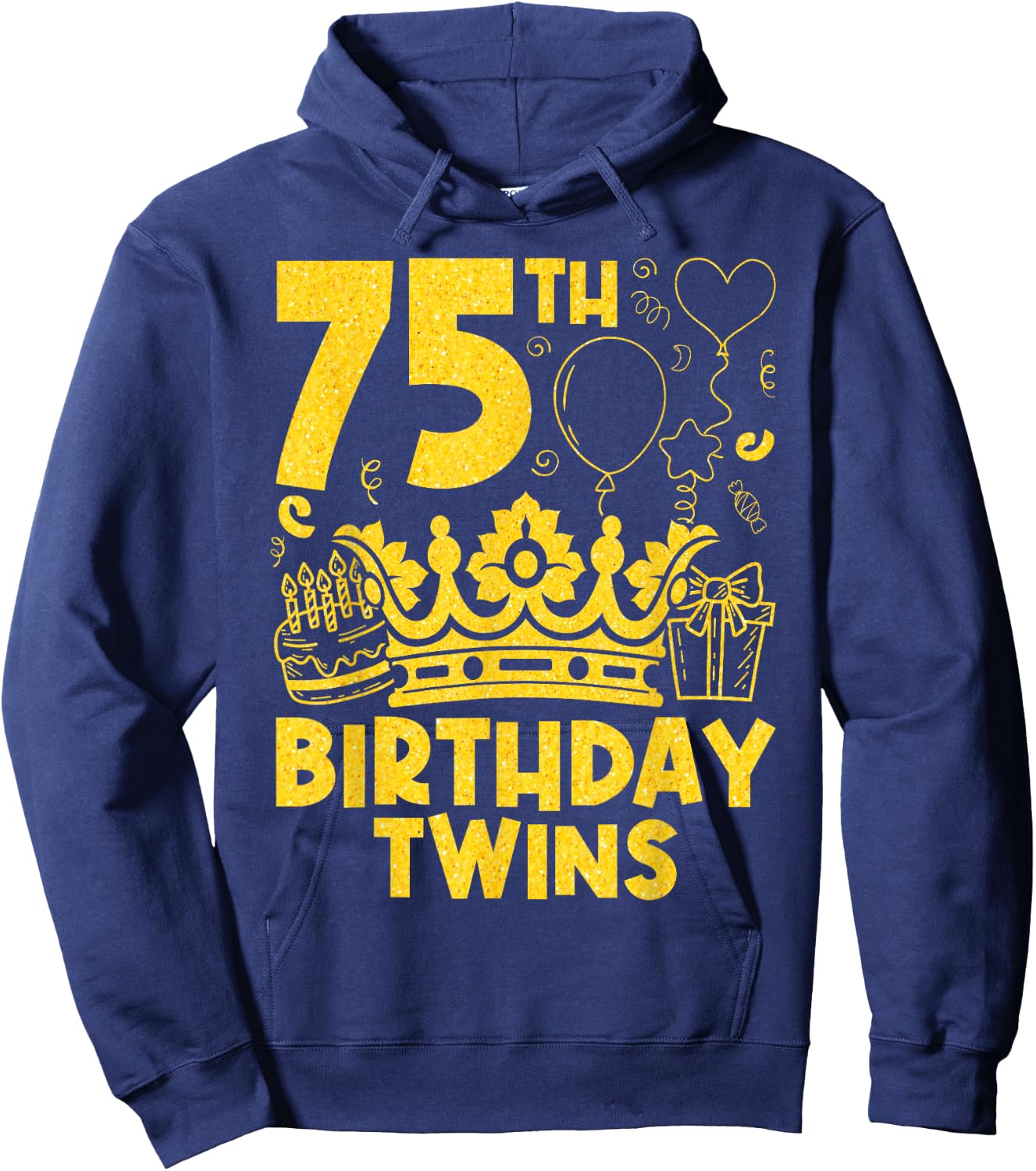 75th Birthday Twins 75 Years Old Twin Brother And Sister Hoodie - Hoodie | Navy