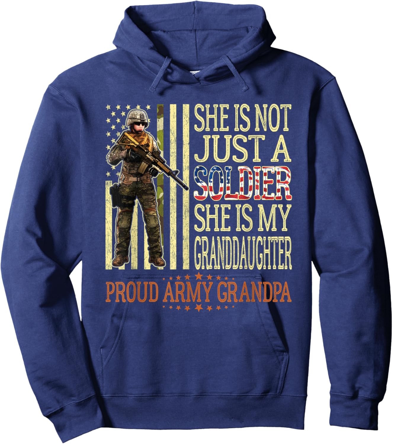 My Granddaughter Is A Soldier Hero Proud Army Grandpa Gift Hoodie - Hoodie | Navy