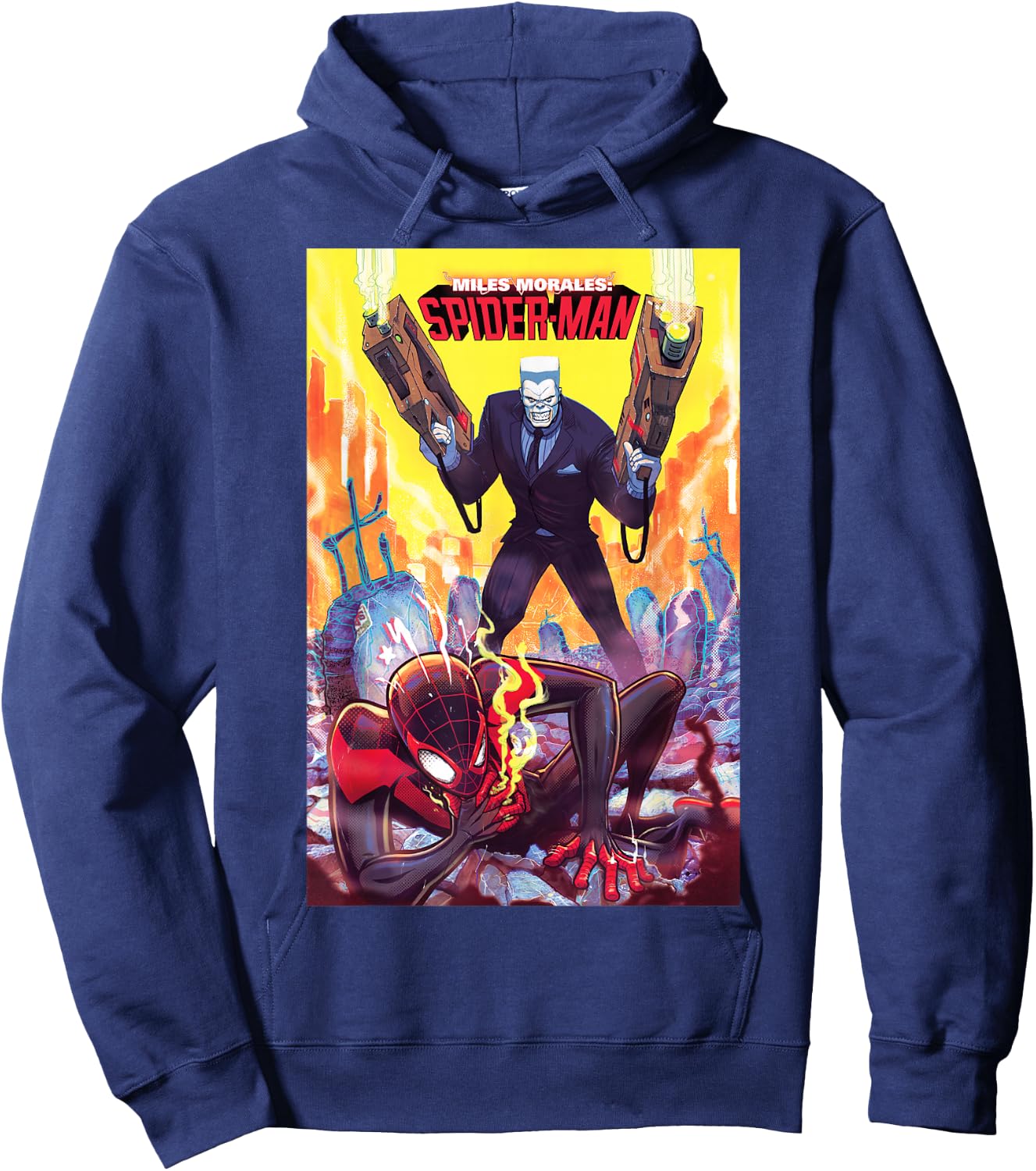Marvel Spider-Man Miles Morales & Tombstone Comic Book Cover Hoodie - Hoodie | Navy
