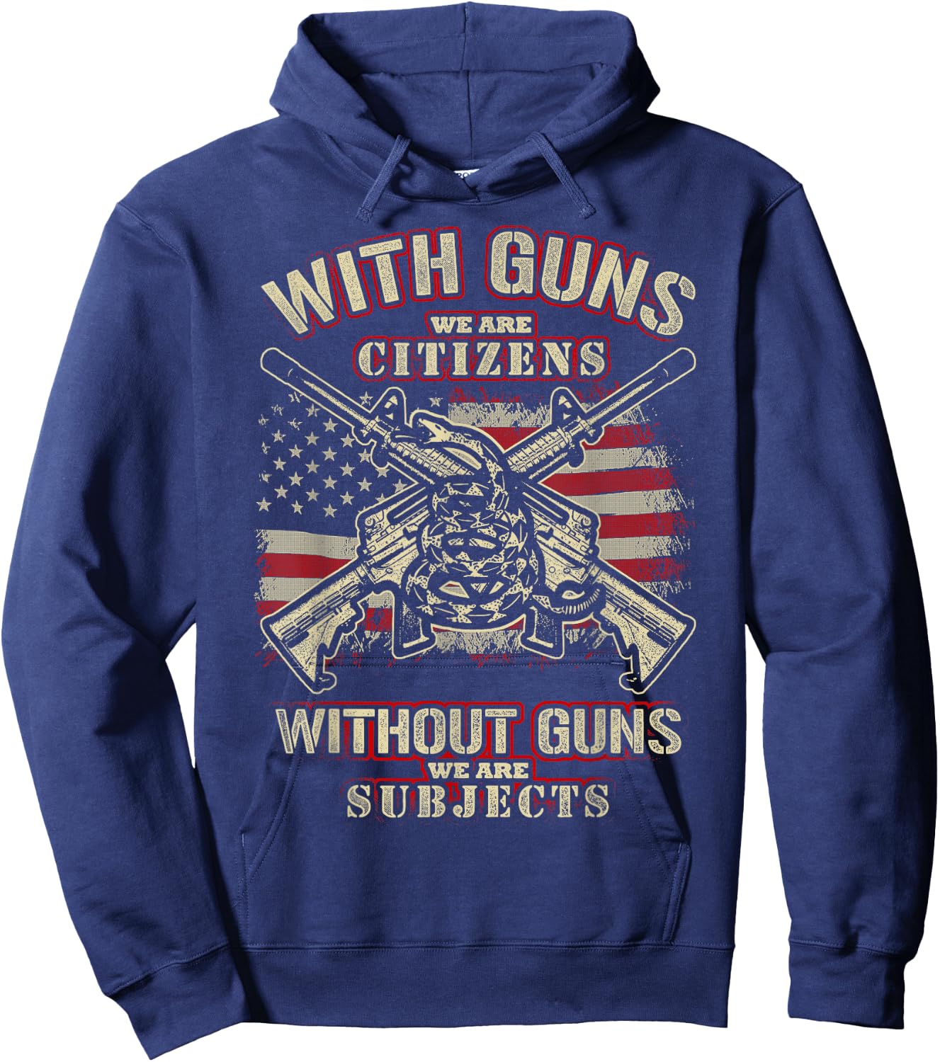 With Guns We Are Citizens , American Flag Shirt Men Hoodie - Hoodie | Navy