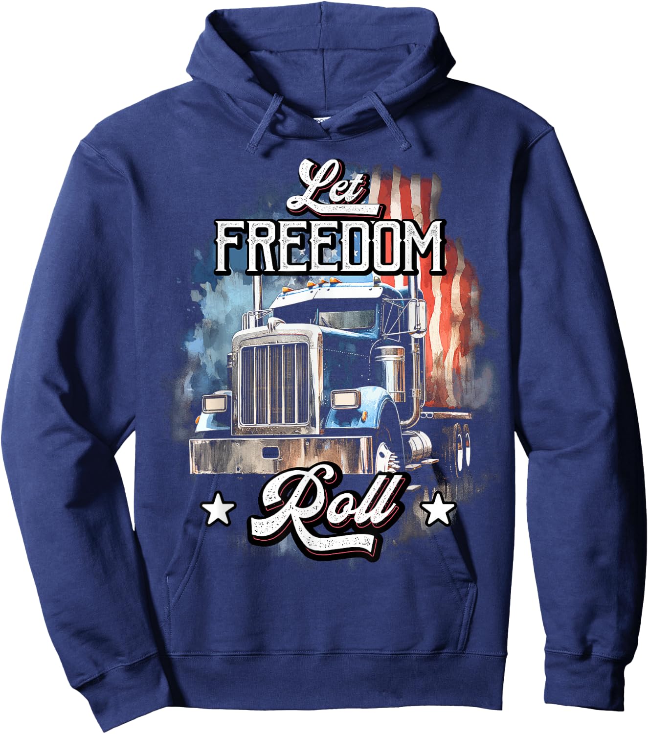 Truck Driver Patriotic American Flag Trucker Semi Driver USA Hoodie - Hoodie | Navy