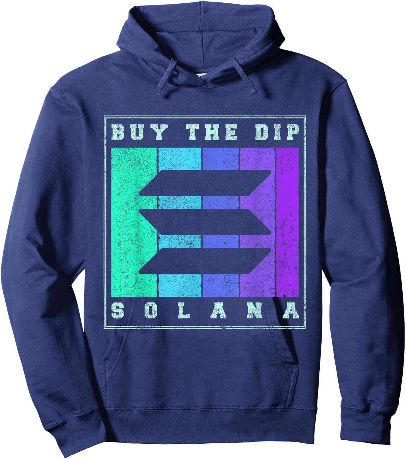 Retro Buy The Dip Solana SOL Crypto Apparel | Vintage Solana Hoodie - Hoodie | Navy