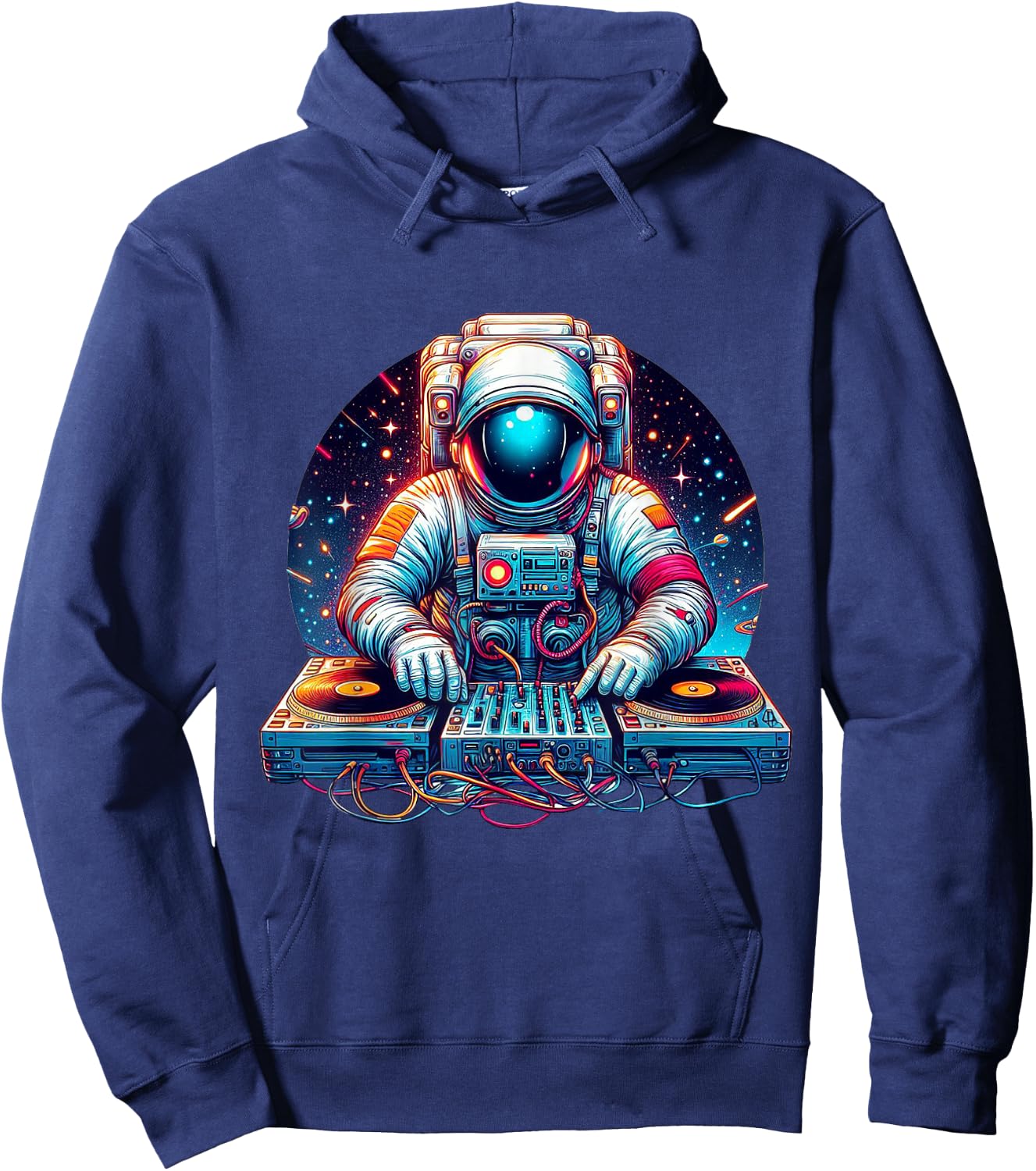 Outer Space Astronaut DJ Shirt Galaxy Techno EDM House Music Hoodie - Hoodie | Navy
