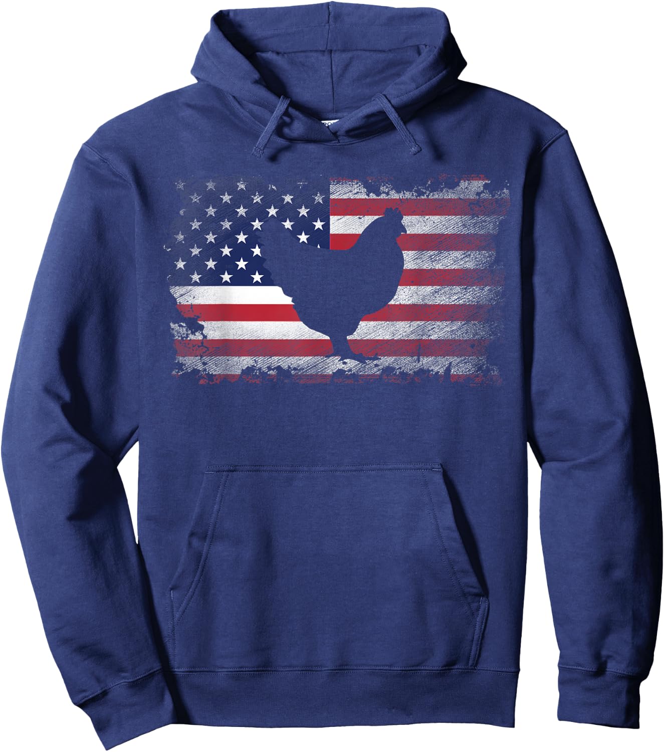 Patriotic Chicken American Flag Cool Chicken Lover Gift Women Kids Men Hoodie - Hoodie | Navy