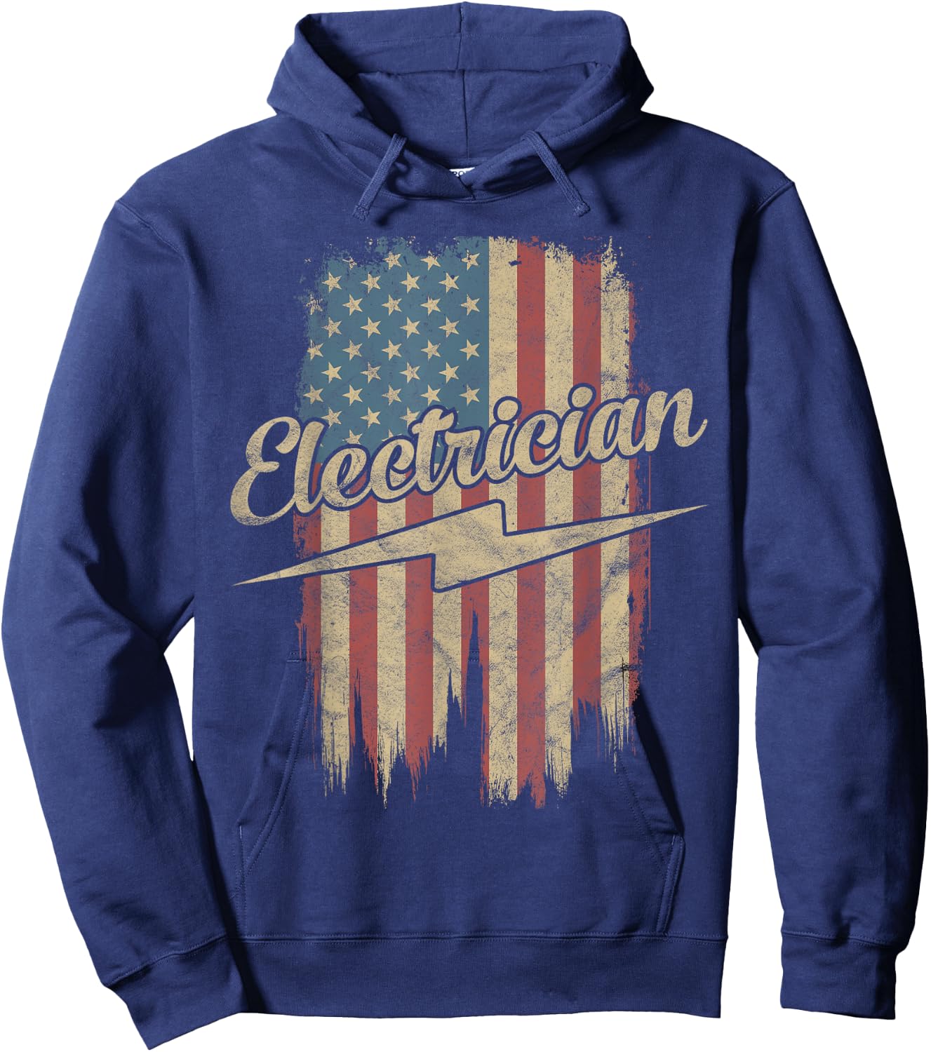 Electrician American Flag Electrical Gift Usa Patriotic Hoodie - Hoodie | Navy