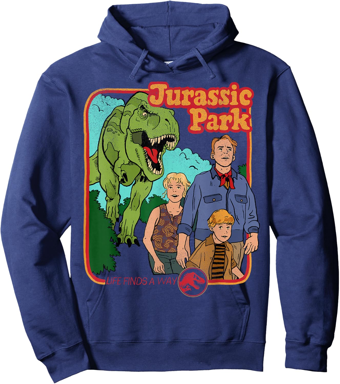 Jurassic Park Retro Life Finds A Way Park Poster Small Hoodie - Hoodie | Navy