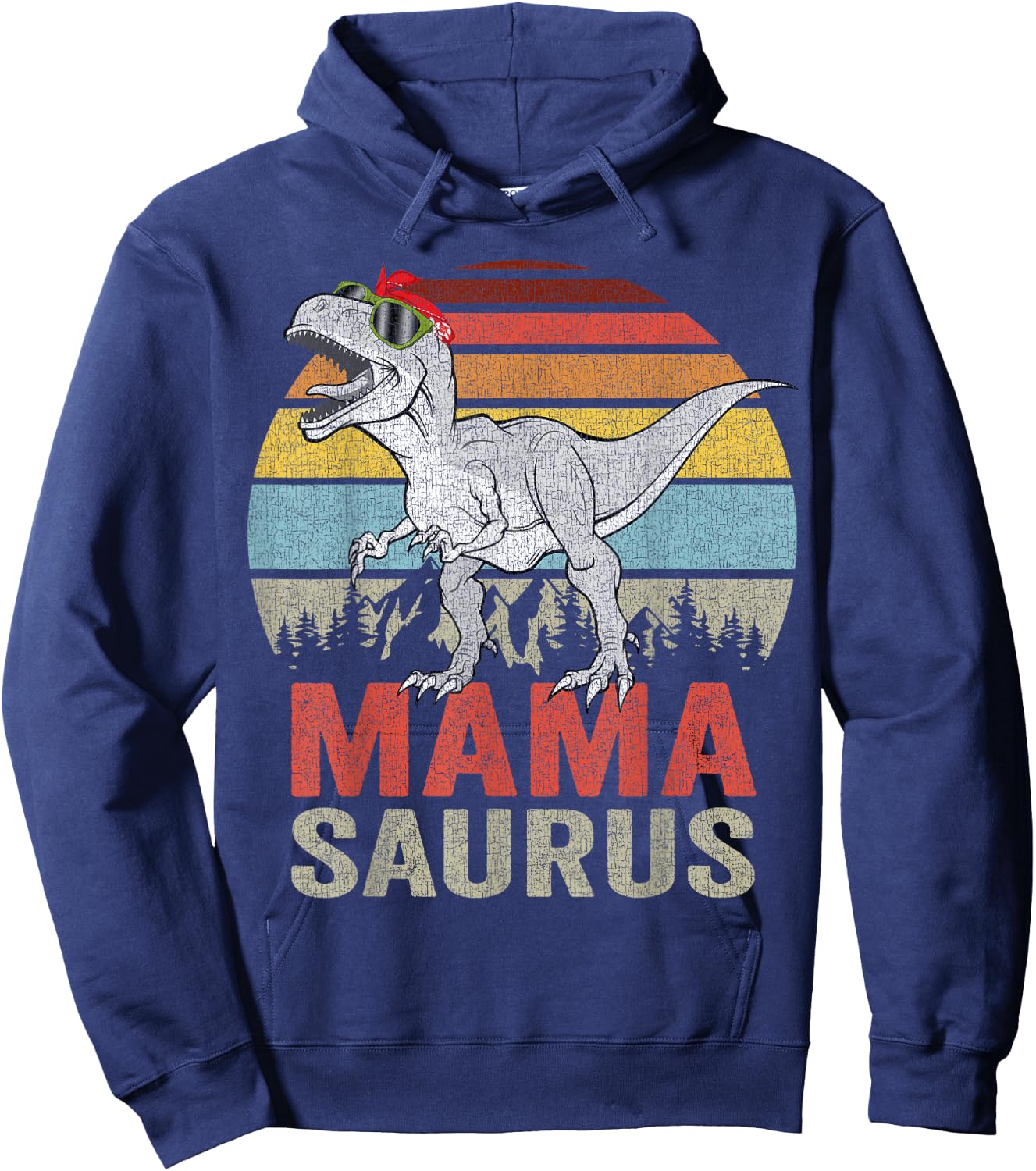 Mamasaurus Dinosaur Mama Saurus T Rex Funny Family Matching Hoodie - Hoodie | Navy