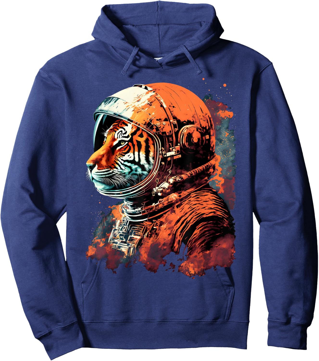 Tiger Astronaut Wearing a Cool Spacesuit Space Tiger Hoodie - Hoodie | Navy