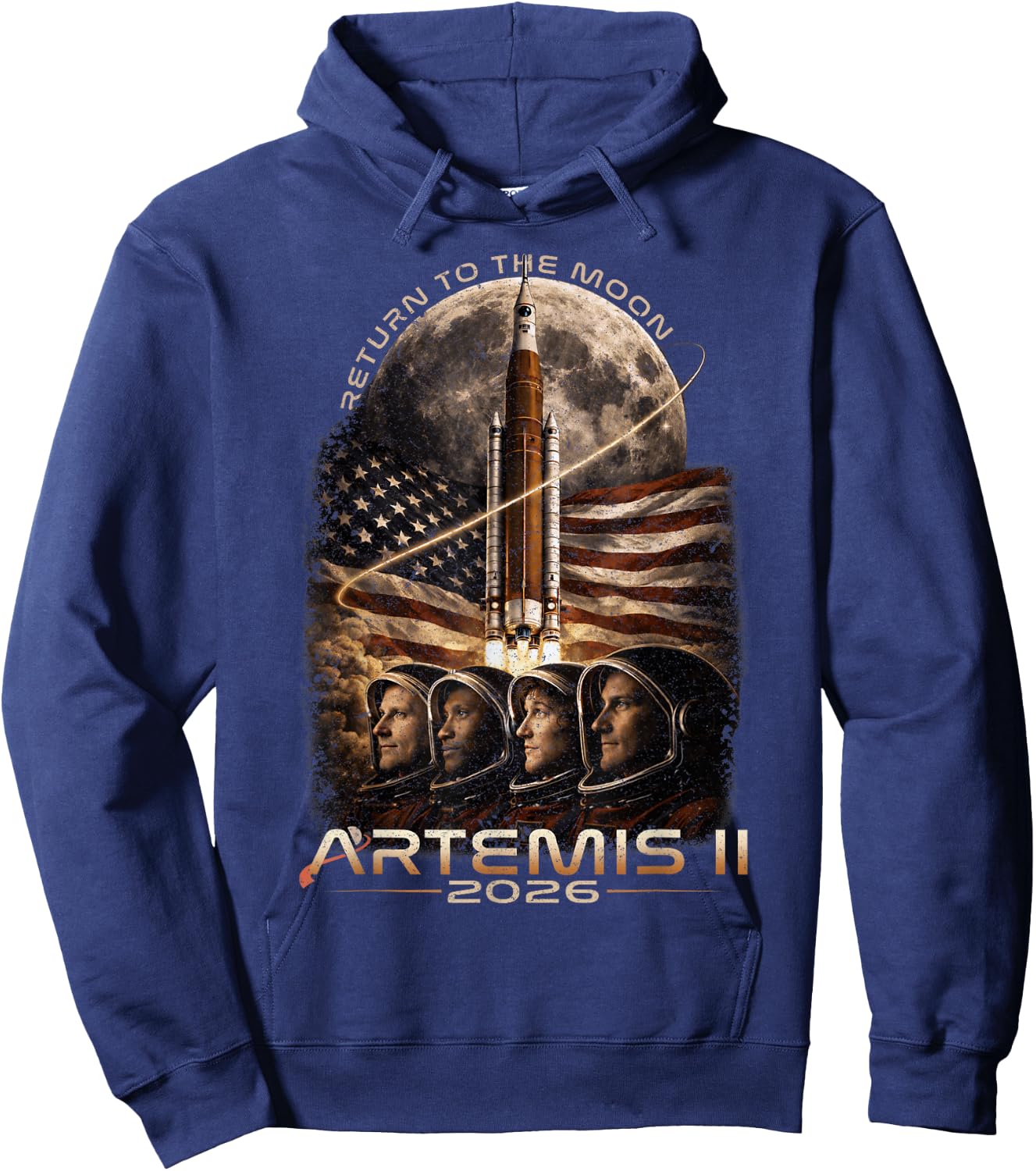 Artemis II Rocket Launch Space Exploration Back to the Moon Hoodie - Hoodie | Navy