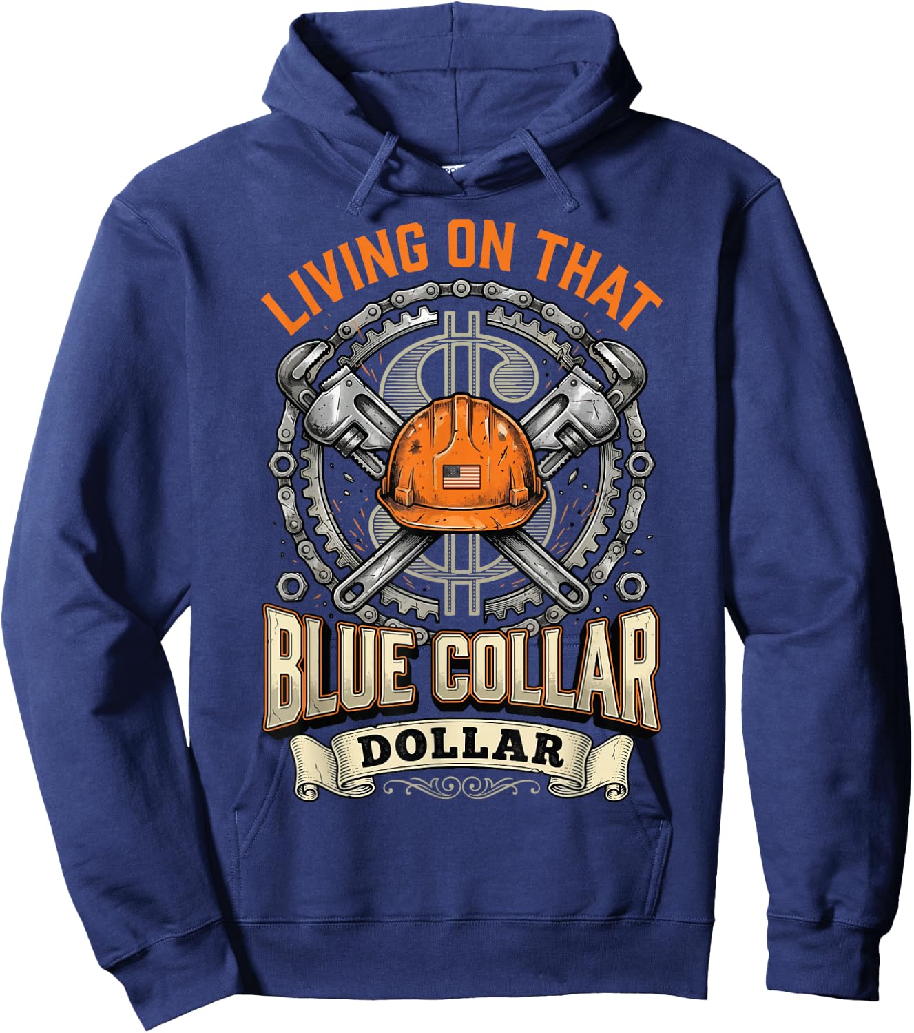 Living On that Blue Collar Dollar Hoodie - Hoodie | Navy