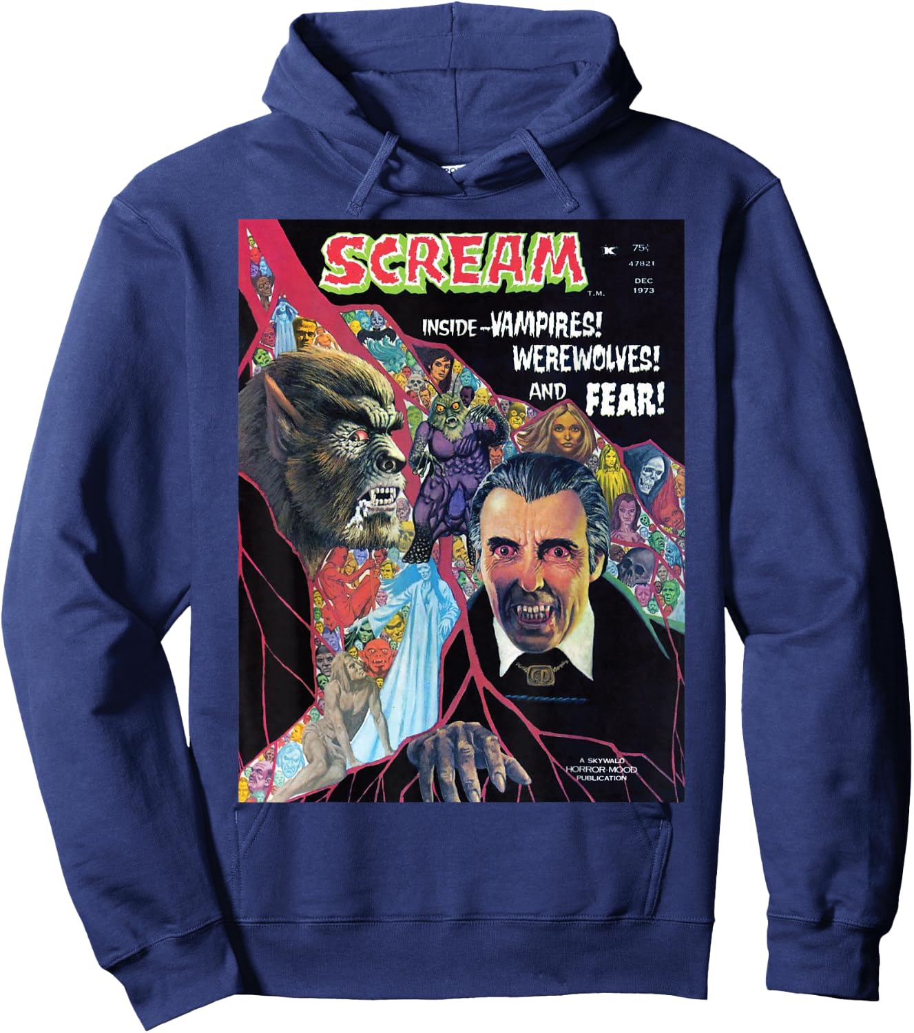Halloween Horror Vintage Werewolf Vampire Comic Book Retro Hoodie - Hoodie | Navy